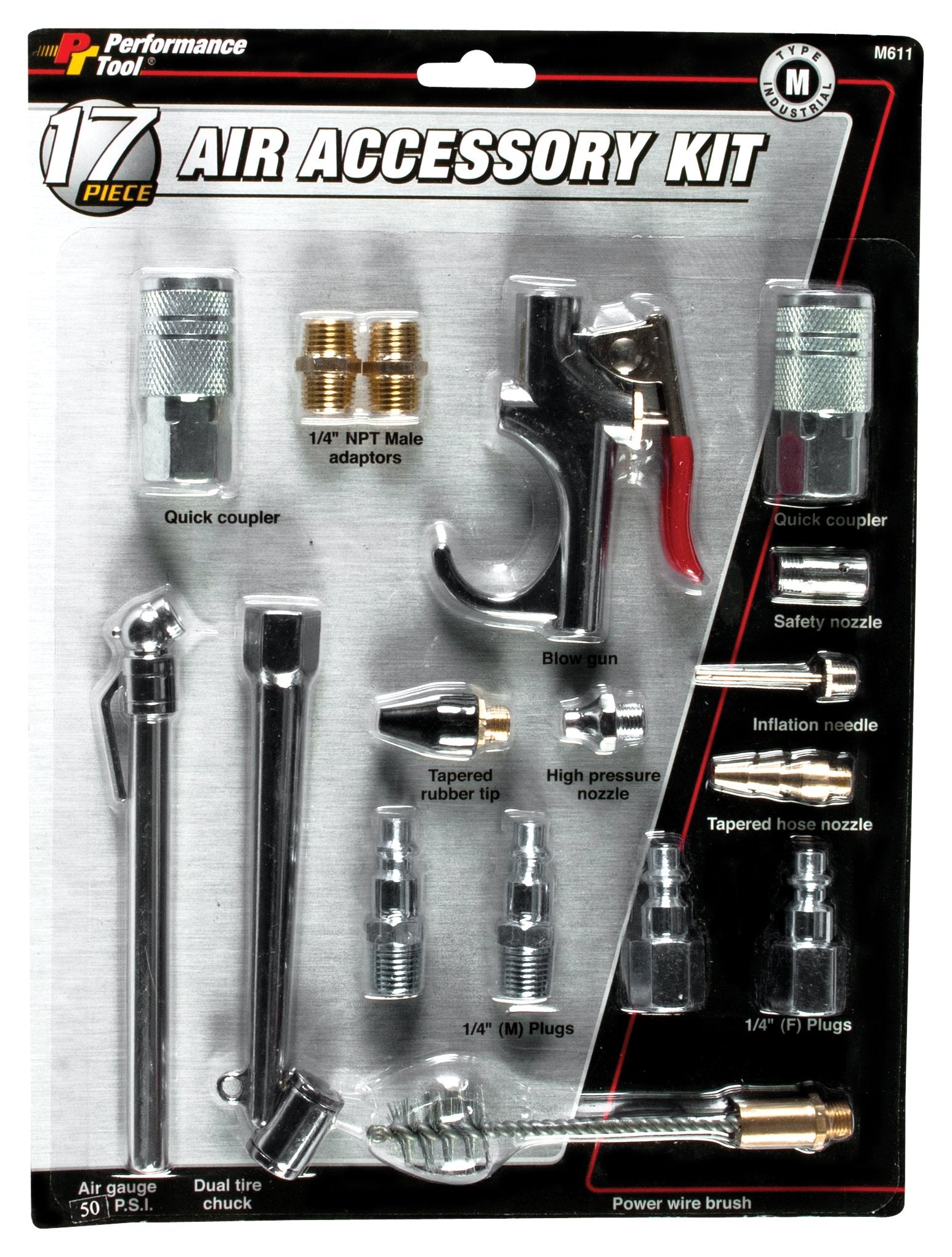 M611 Performance Tool Air/Pneumatic Accessory Kit, 17-Piece