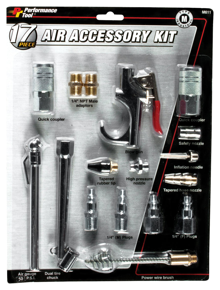 M611 Performance Tool Air/Pneumatic Accessory Kit, 17-Piece