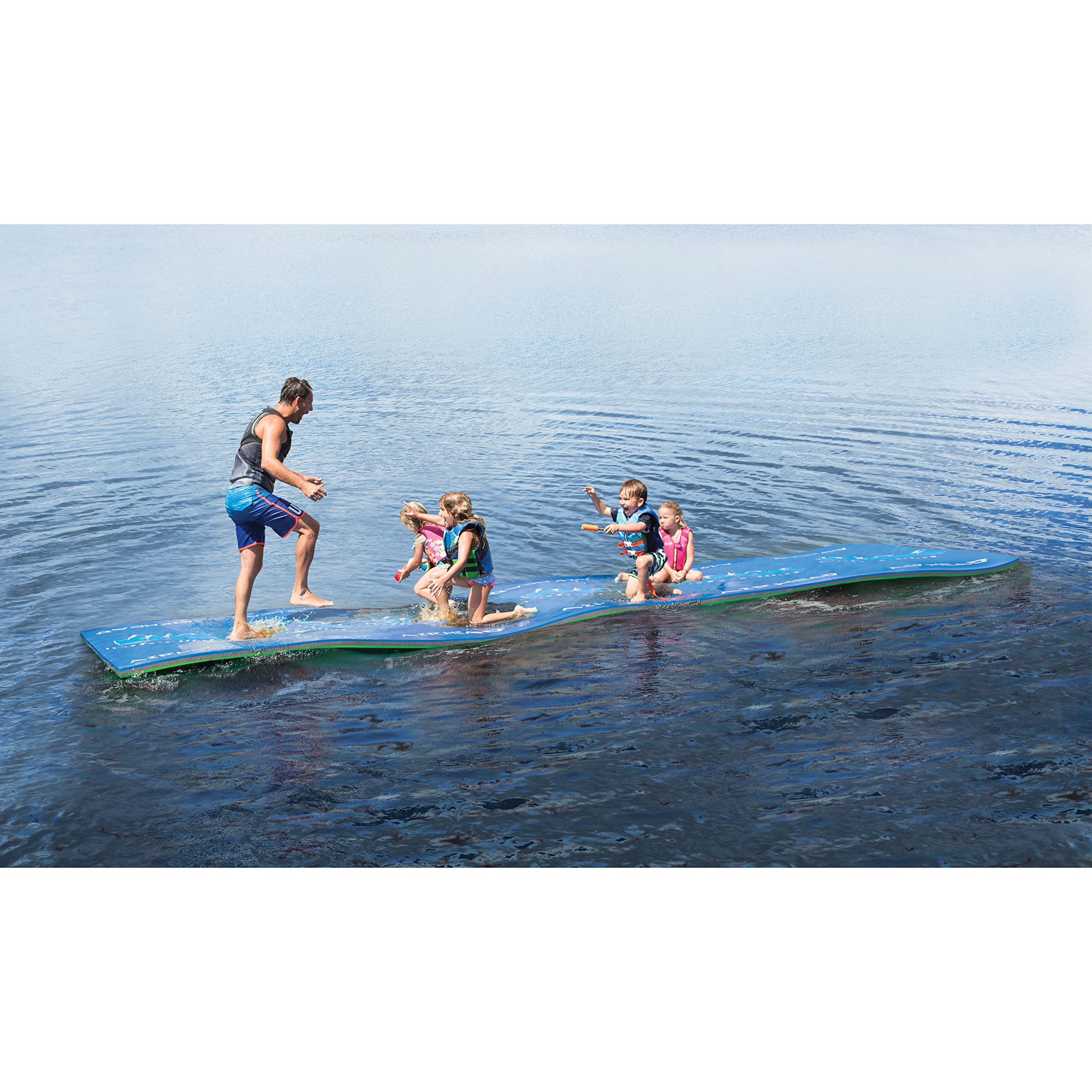 WATERMAT Airhead Fun MAT 18 Plus, Green and Blue, Floating Water Mat, Diamond Finish for Comfort and Durability