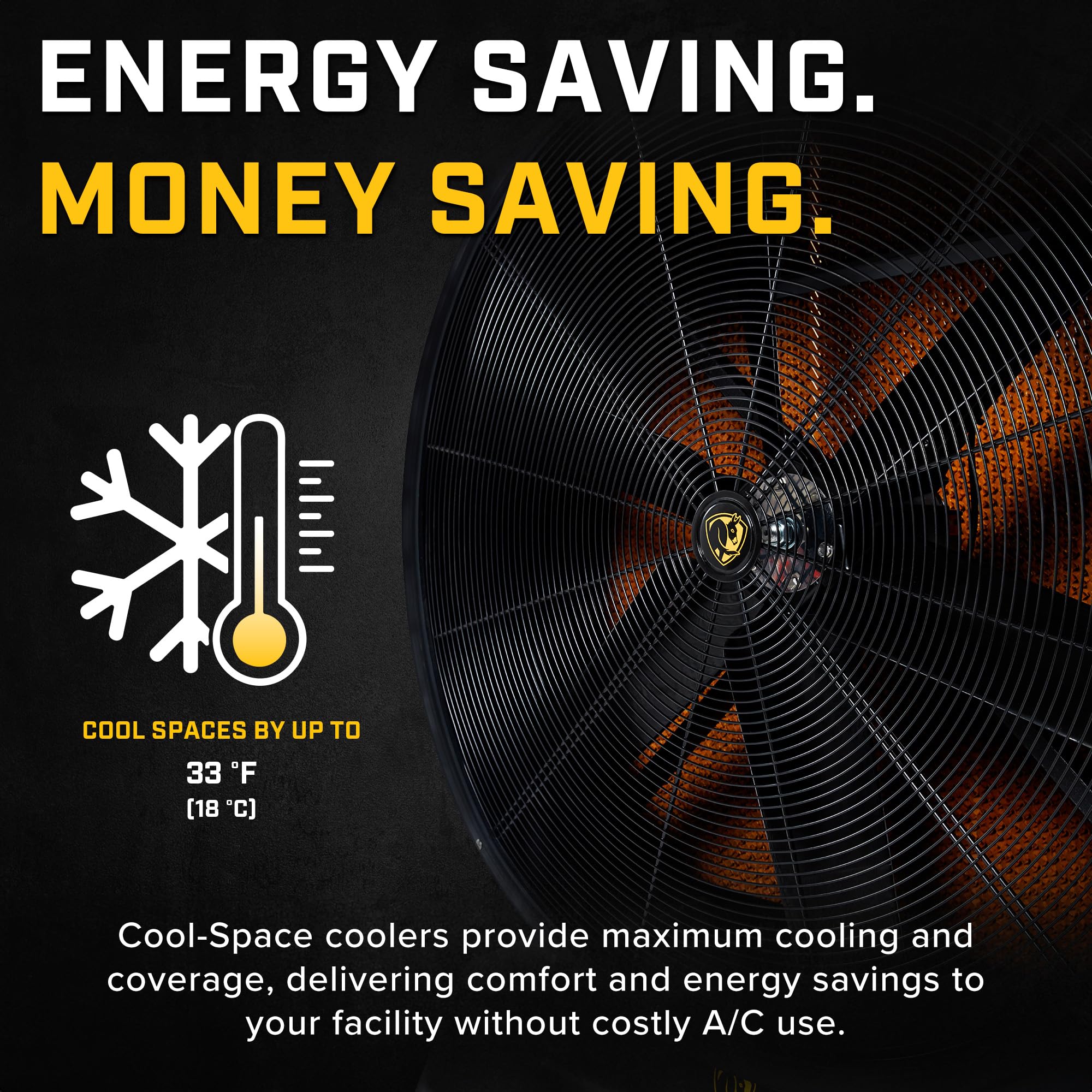 Cool-Space 500 Big Ass Fans Portable Evaporative Swamp Cooler, 50-inch Diameter Fan, Indoor or Outdoor Use, Continuous or Fillable (64 Gallon Capacity), Variable Speed