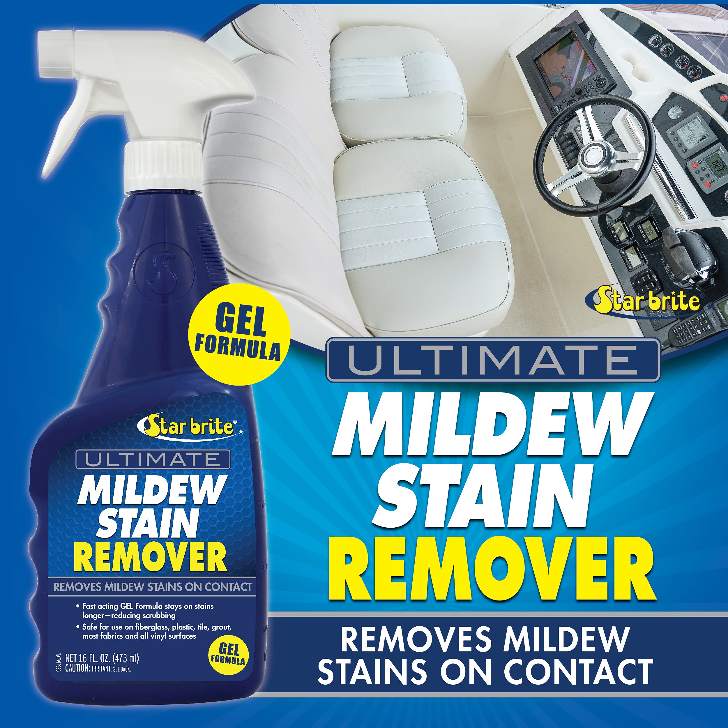 Ultimate STAR BRITE Mildew Stain Remover - Fast Acting Gel Spray Formula Stays On Stains Longer To Reduce Scrubbing 16 OZ (098616)