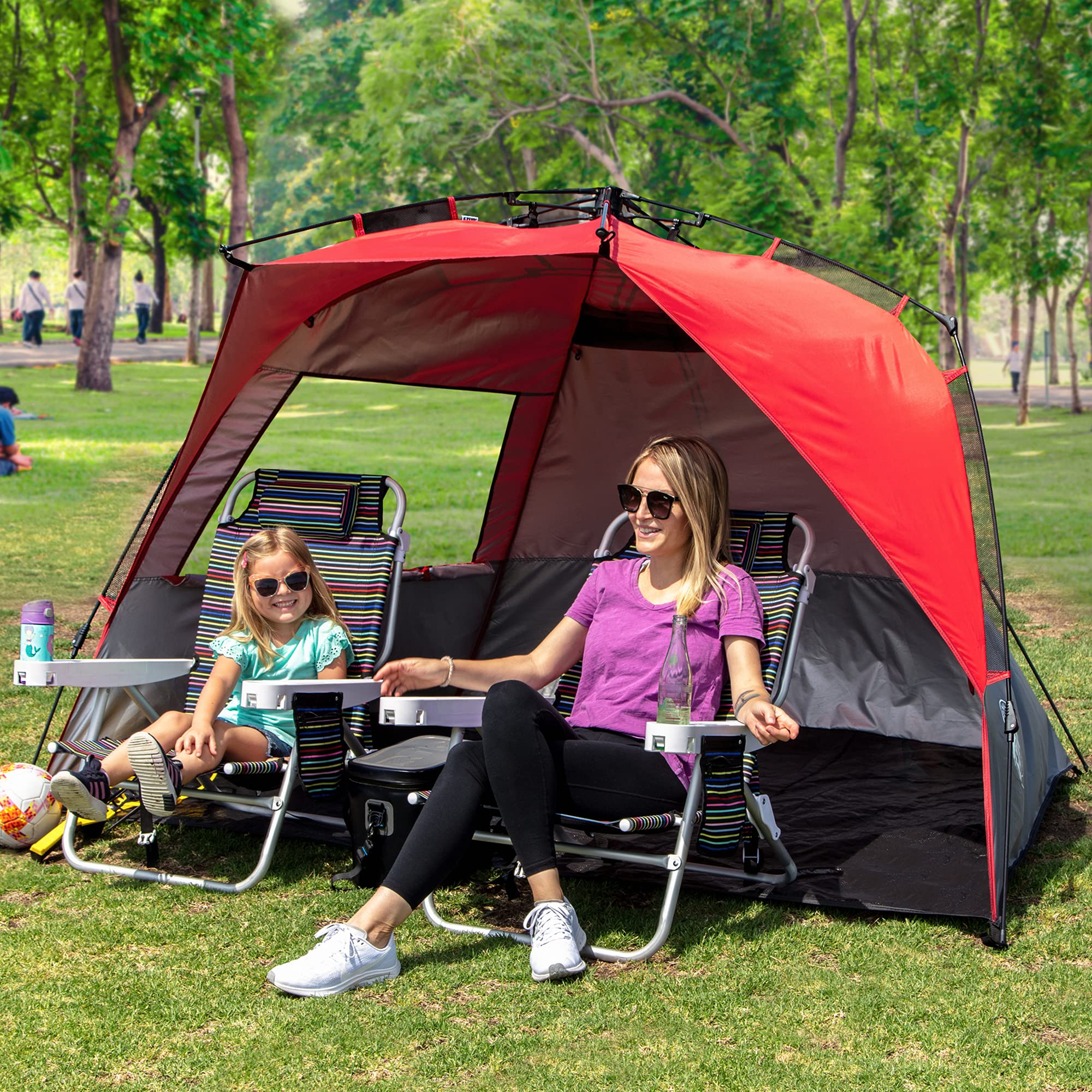 E-Z UP Portable Beach Tent Wedge, 51"x51" Entrance with 2 Roll-Up Windows and with Storage Pockets, Punch