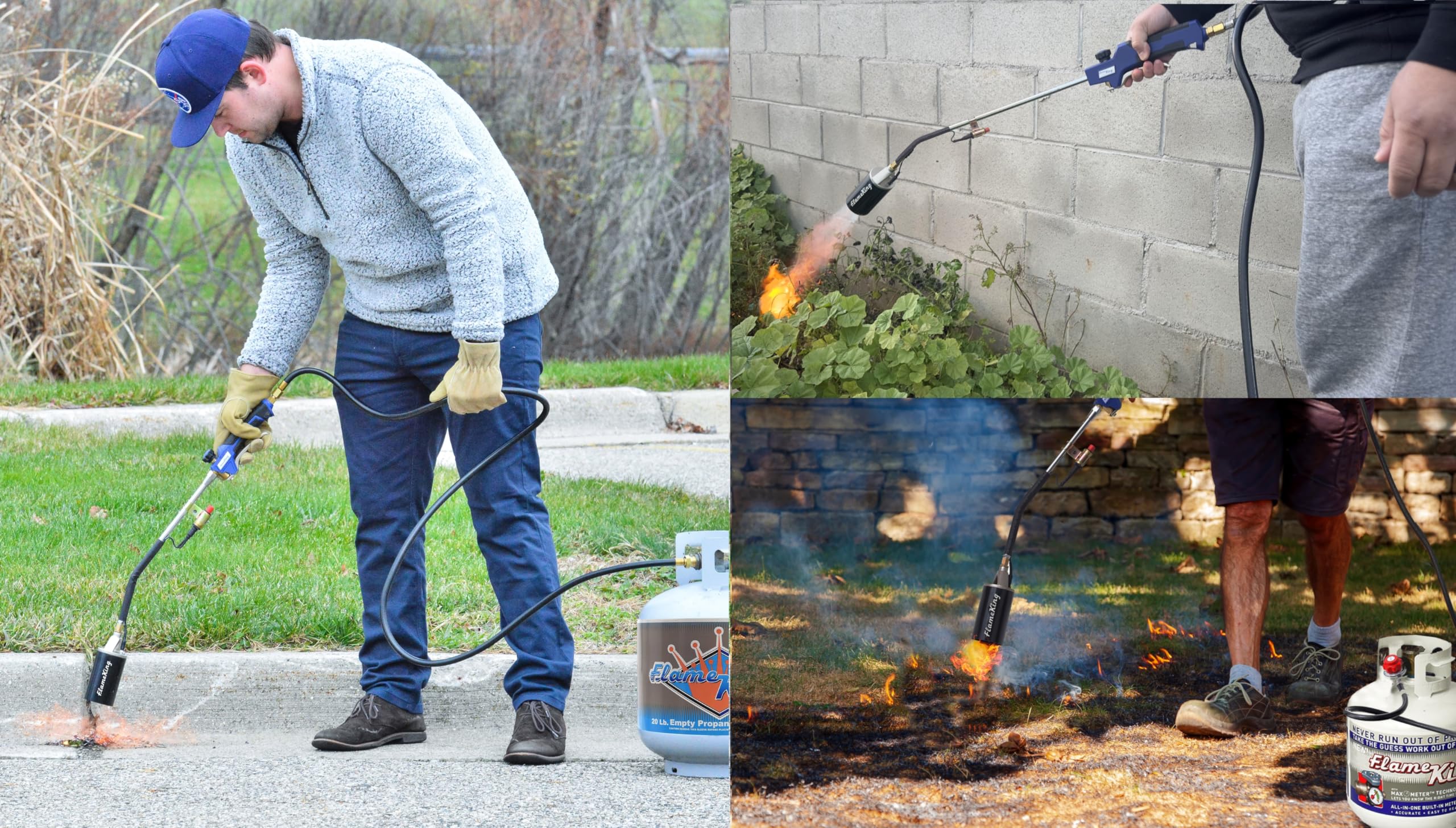 Flame King Heavy Duty Propane Torch Kit Weed Burner, 340,000 BTU with Piezo Igniter (Self Igniting), with 10-ft Hose for Weed Burning, Melting Ice and Snow, and Roofing