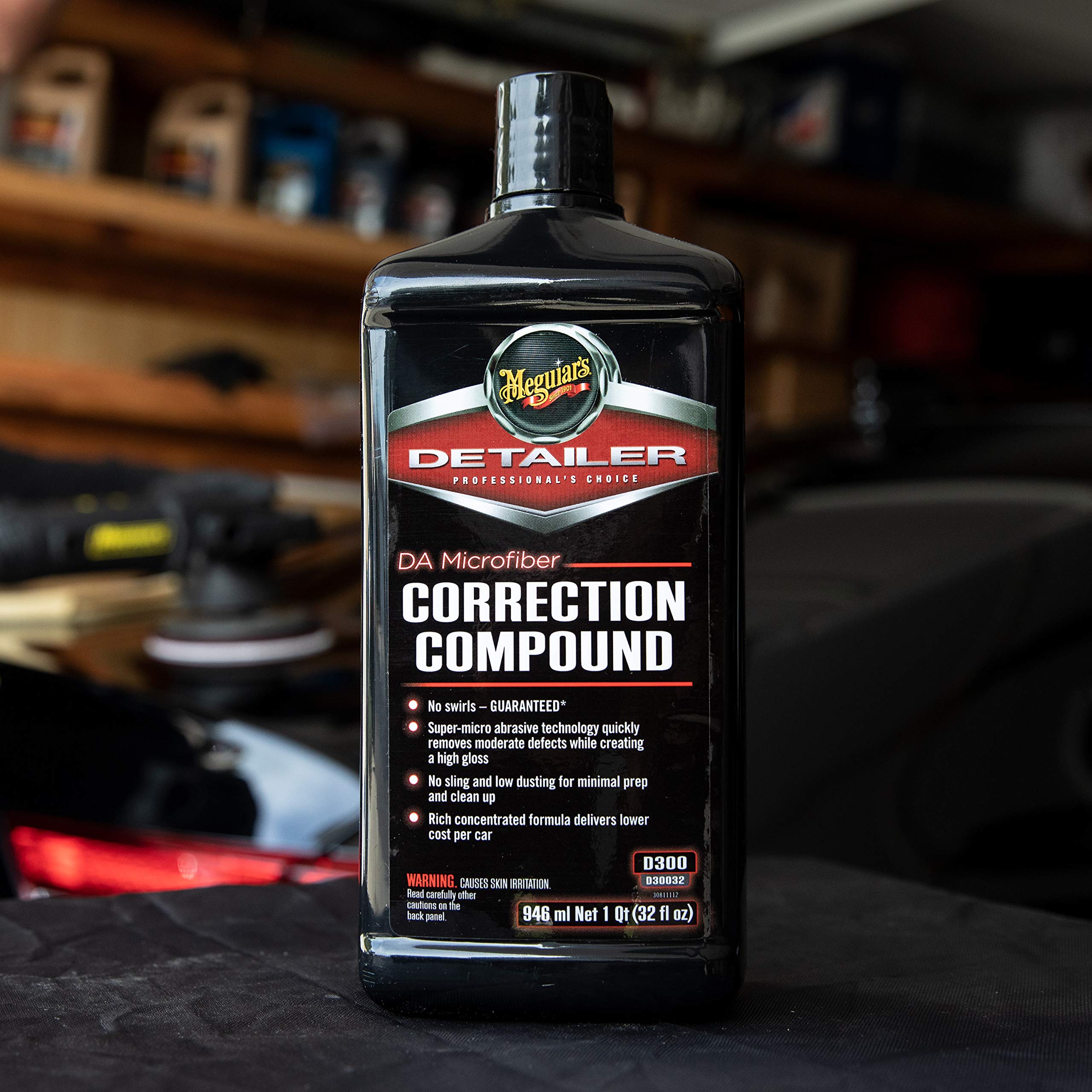DA Microfiber Correction Compound Meguiar's D30032 - Pro Car Scratch Remover, for Use with a DA Polisher and Microfiber Cutting Disc, Remove Swirls, Scratches, Water Spots, and Oxidation, 32 Oz