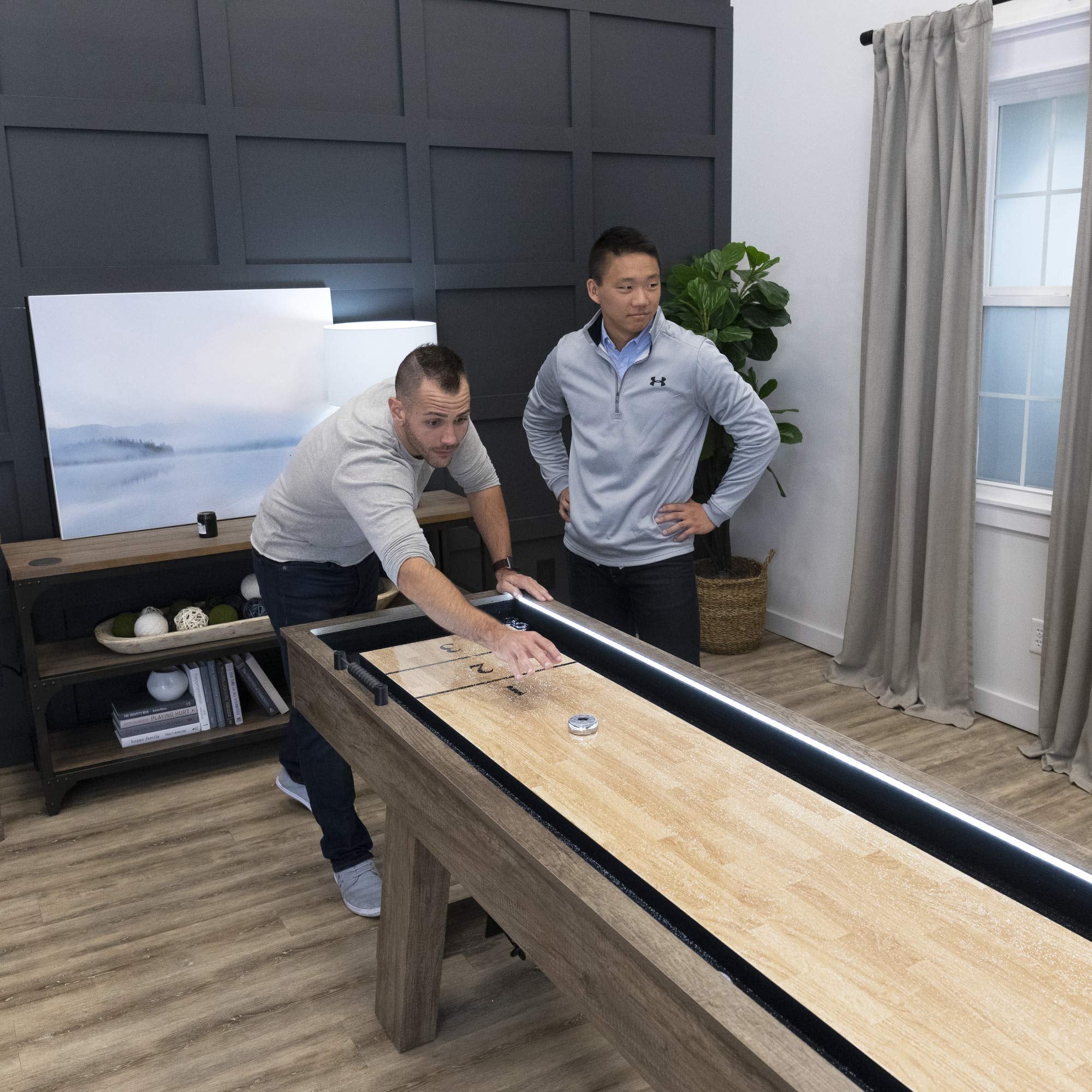 Brookdale American Legend 9’ LED Light Up Shuffleboard Table with Bowling