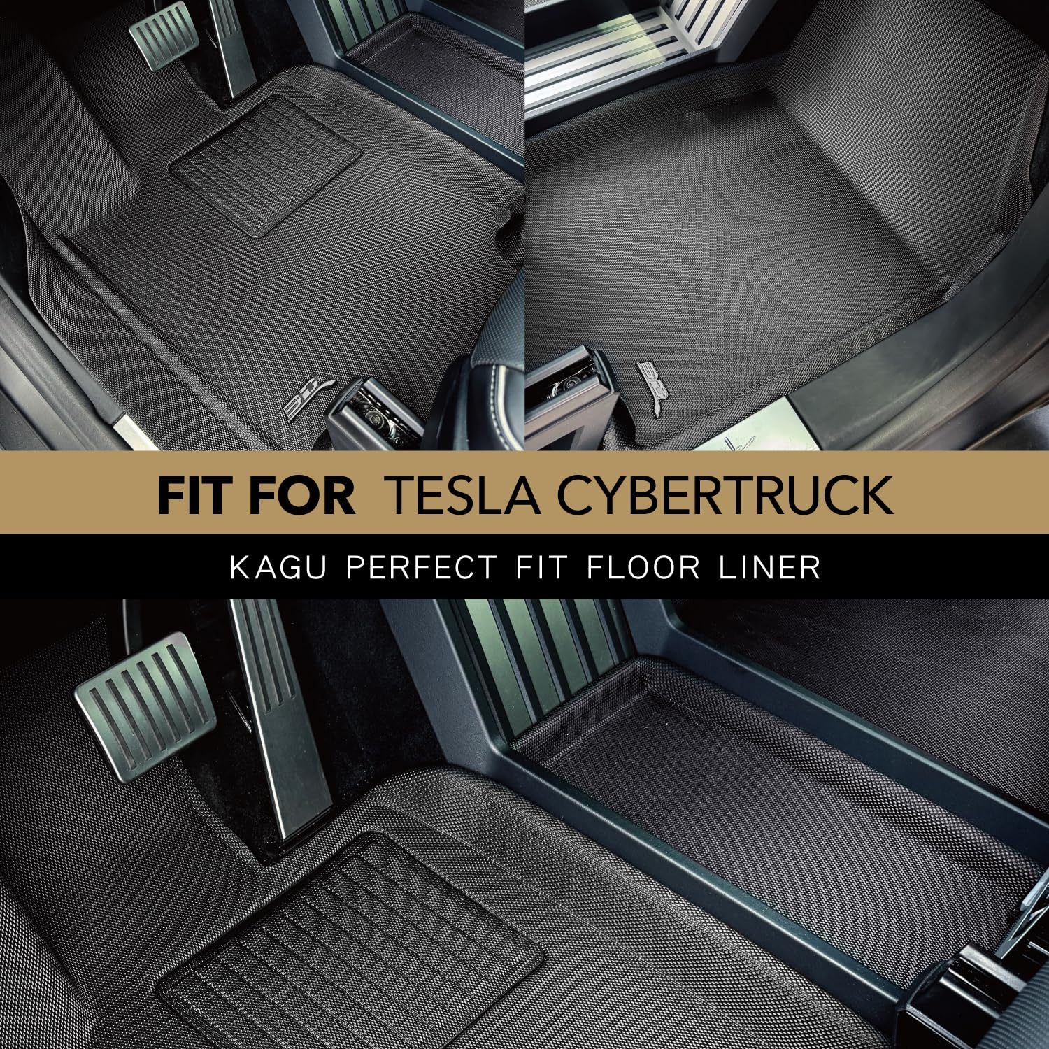 Kagu 3D MAXpider Custom Fit Floor Mat (Black) Compatible with Tesla Cybertruck 2024-2026 - Front Row