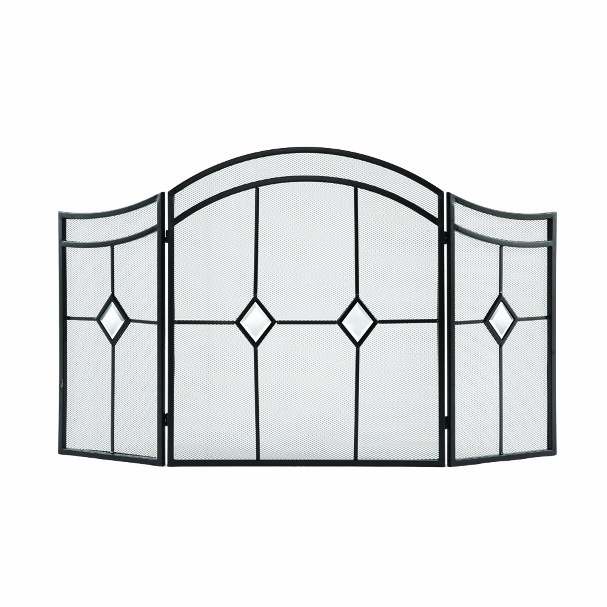 Arched Pleasant Hearth Diamond 3-Panel Fireplace Screen, Espresso Powder Coated