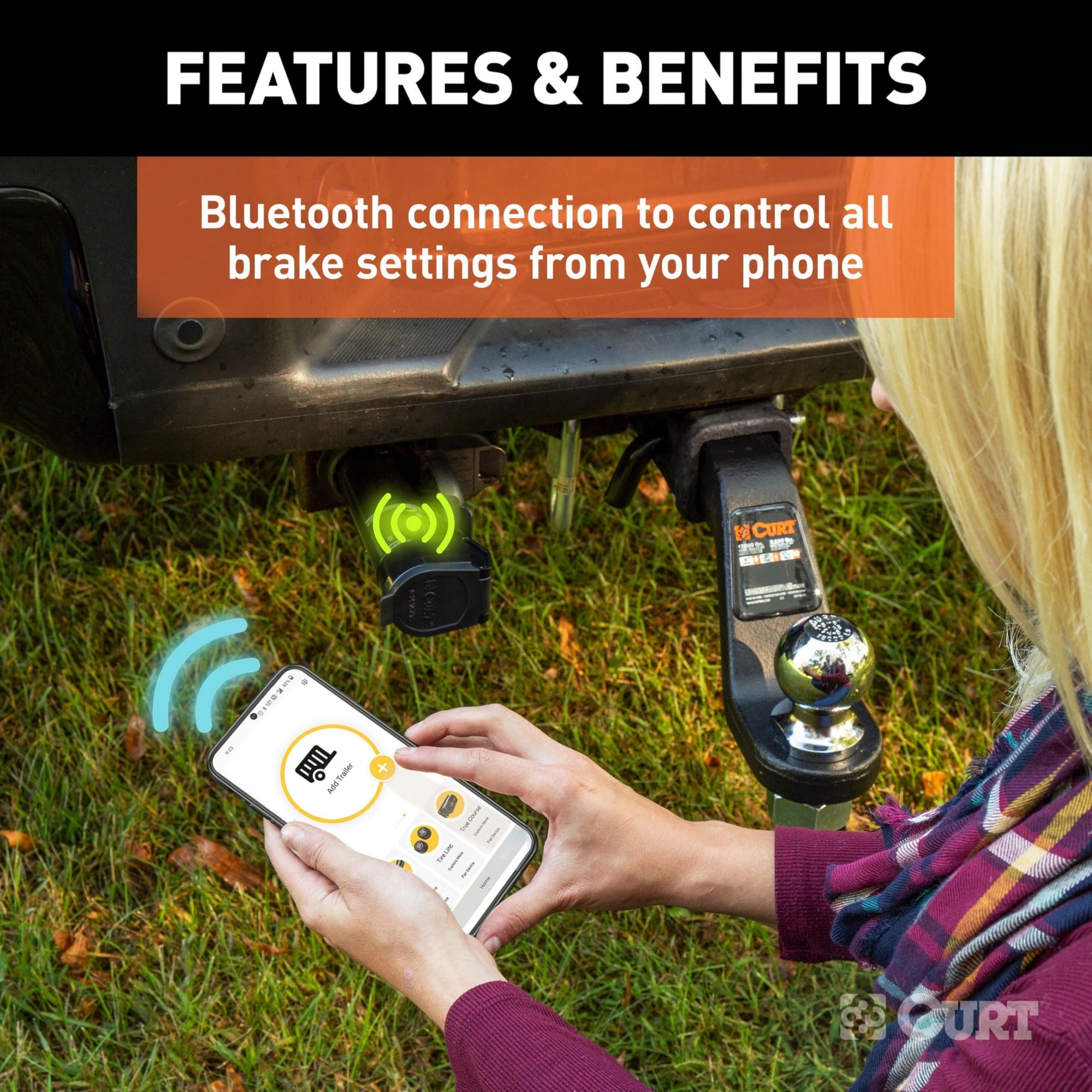 Echo CURT Mobile Electric Trailer Brake Controller with Bluetooth® Enabled Smartphone Connection, Proportional