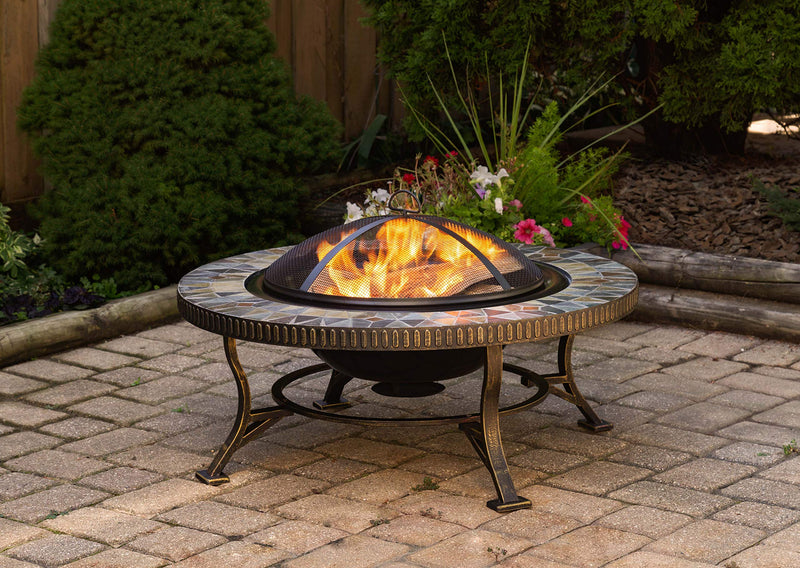 GHP Group Pleasant Hearth OFW088RC fire Pit, Rubbed Gold