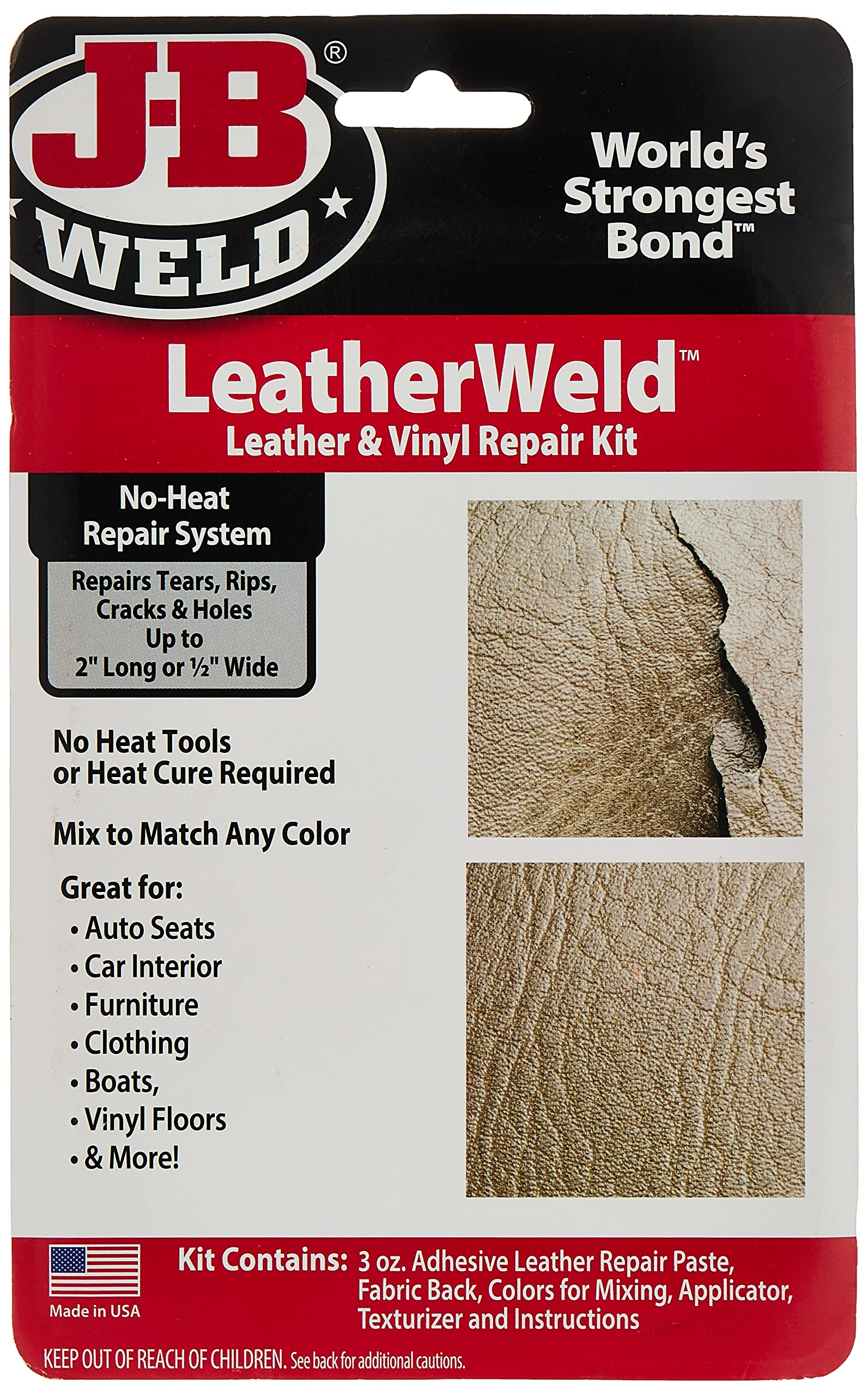 J-B Weld Vinyl and Leather Repair Kit 2130, 3 oz, Black