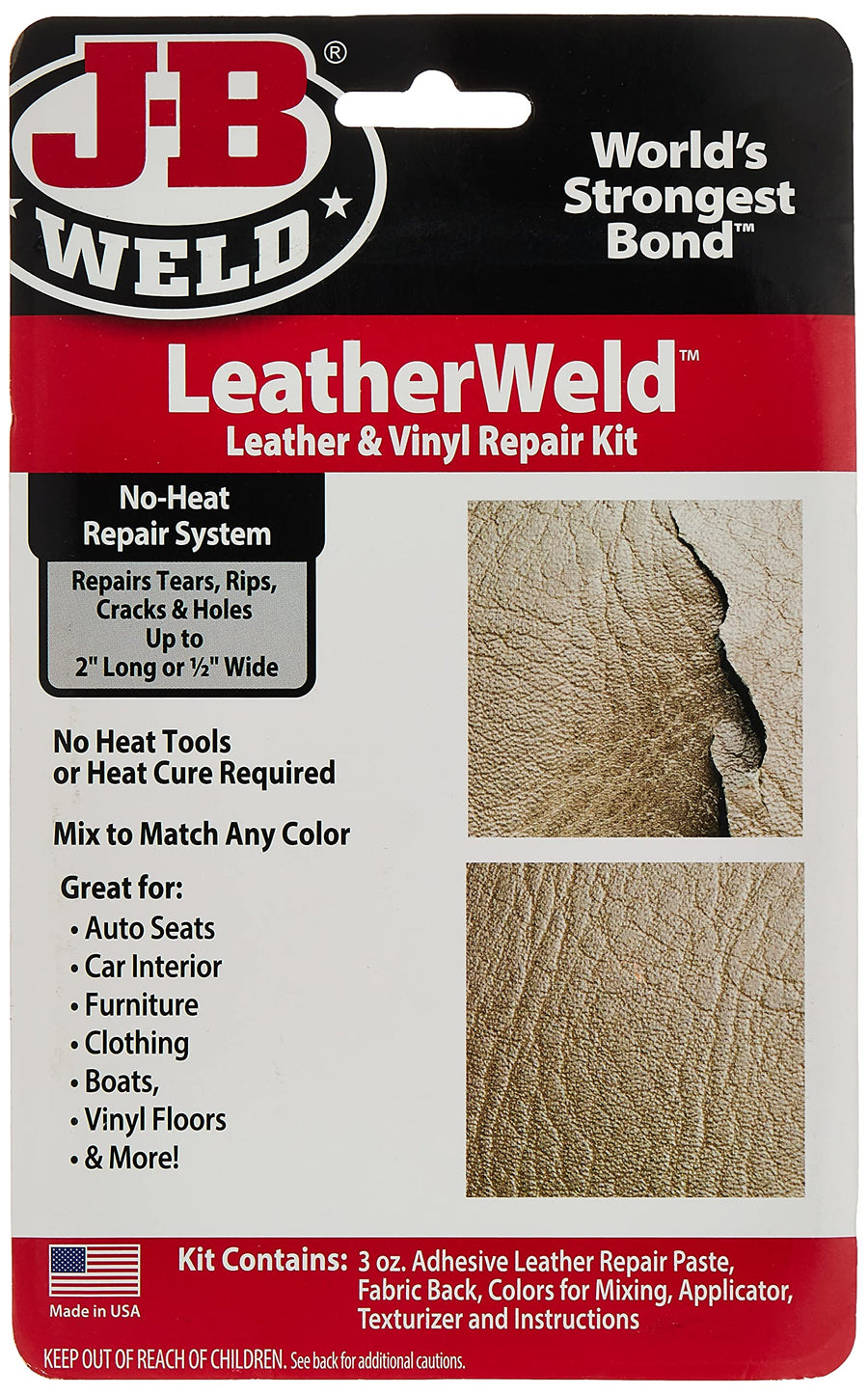 J-B Weld Vinyl and Leather Repair Kit 2130, 3 oz, Black