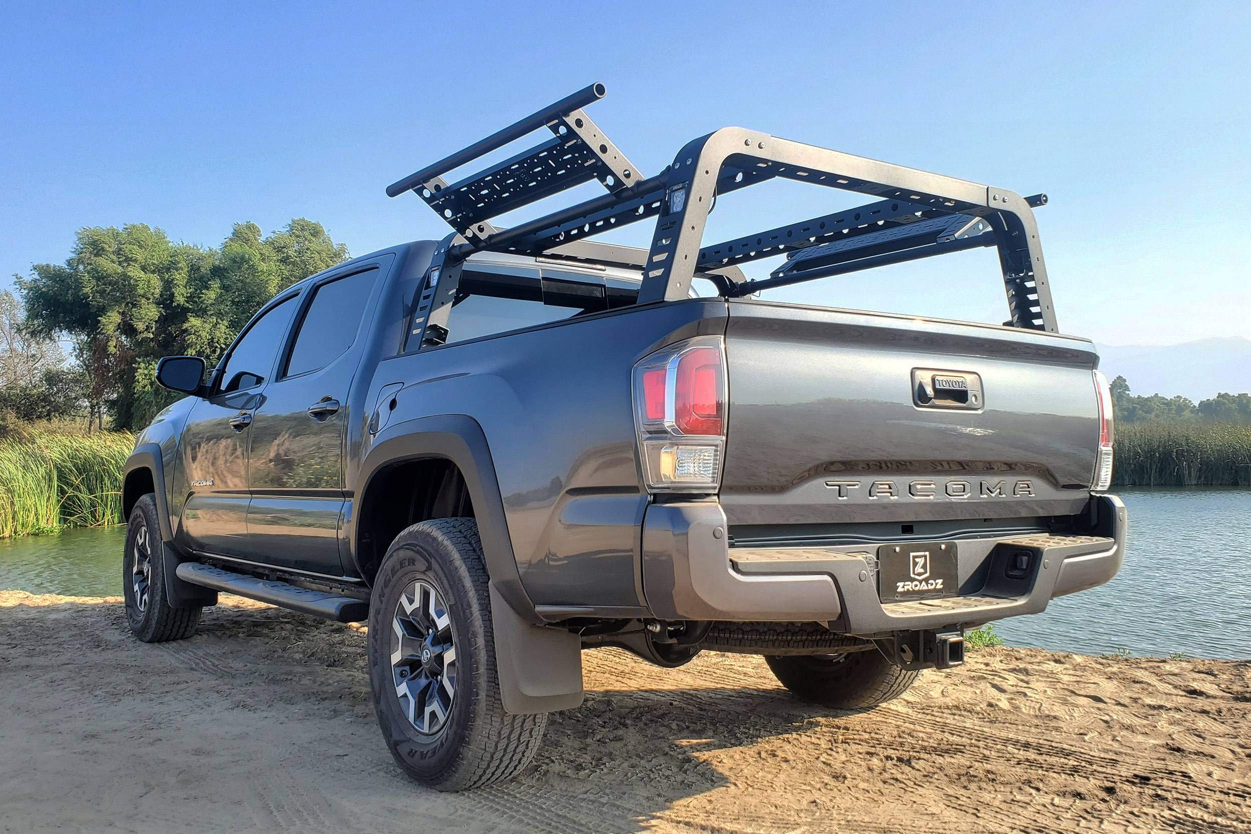 ZROADZ Access Rack Overland 2016-2021 Toyota Tacoma - w/Two Lifting Side Gates - For Use w/Factory Trail Rail Cargo System - Includes Complete LED Kit - Bolt On Easy Installation - PN #Z839101