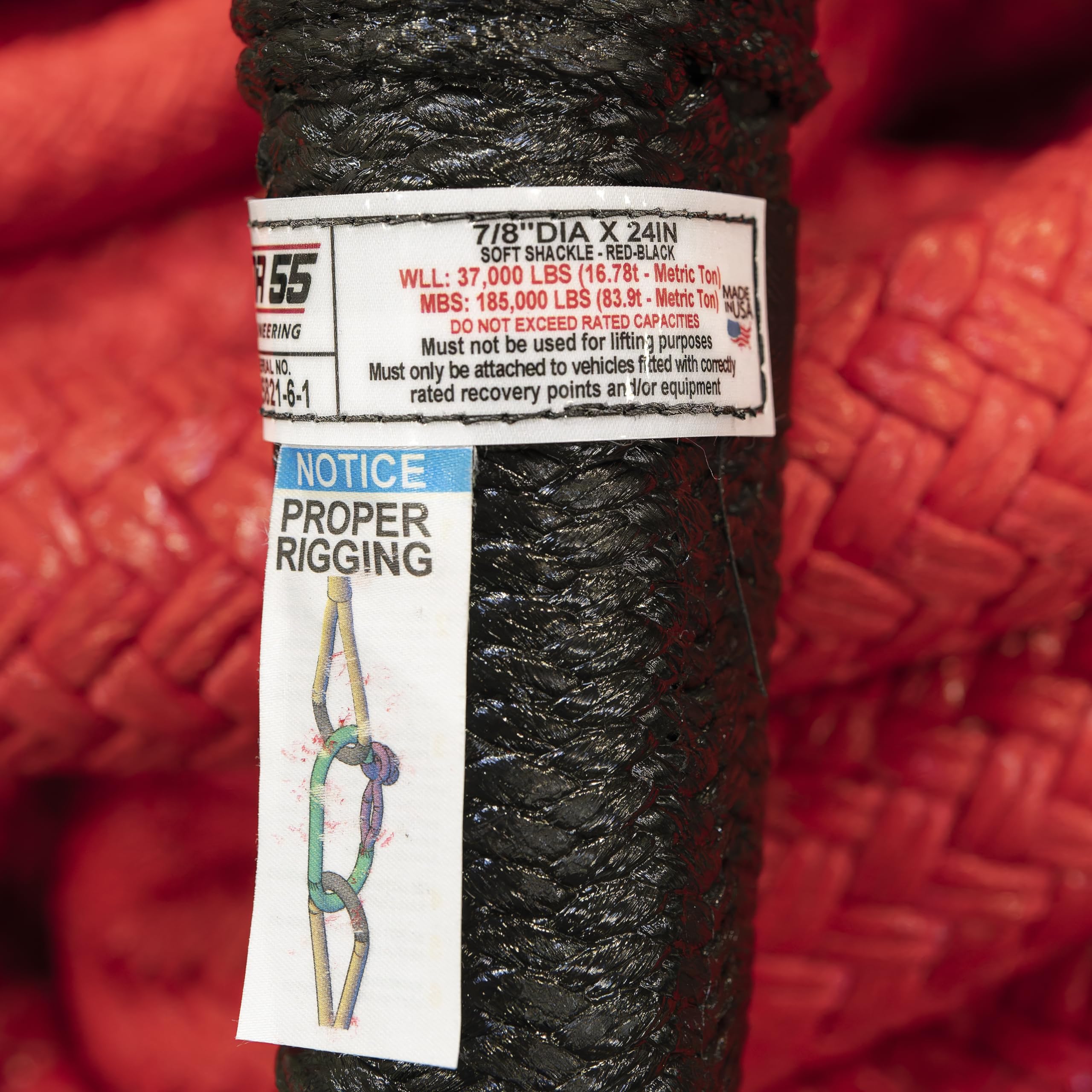 55 Factor Extreme Duty 7/8" x 24" Soft Shackle, 185,000 lbs. Minimum Breaking Strength
