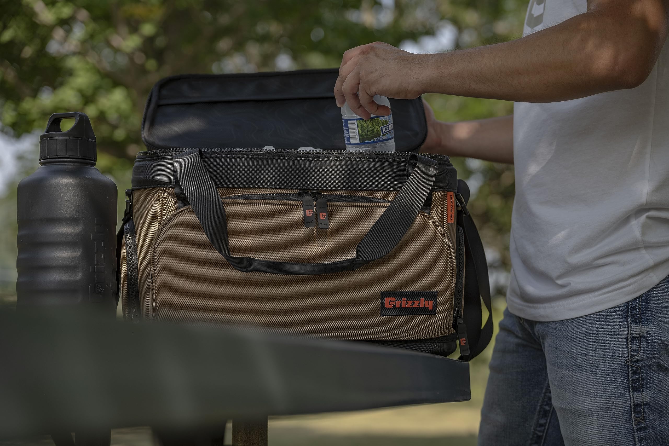20 Soft Sided Cooler Grizzly Drifter | 20 qt Flip-Top Cooler Bag | Ice Chest for Beach Boat Camping Fishing Hiking Hunting Picnic | Lightweight Portable Insulated Waterproof | Tan