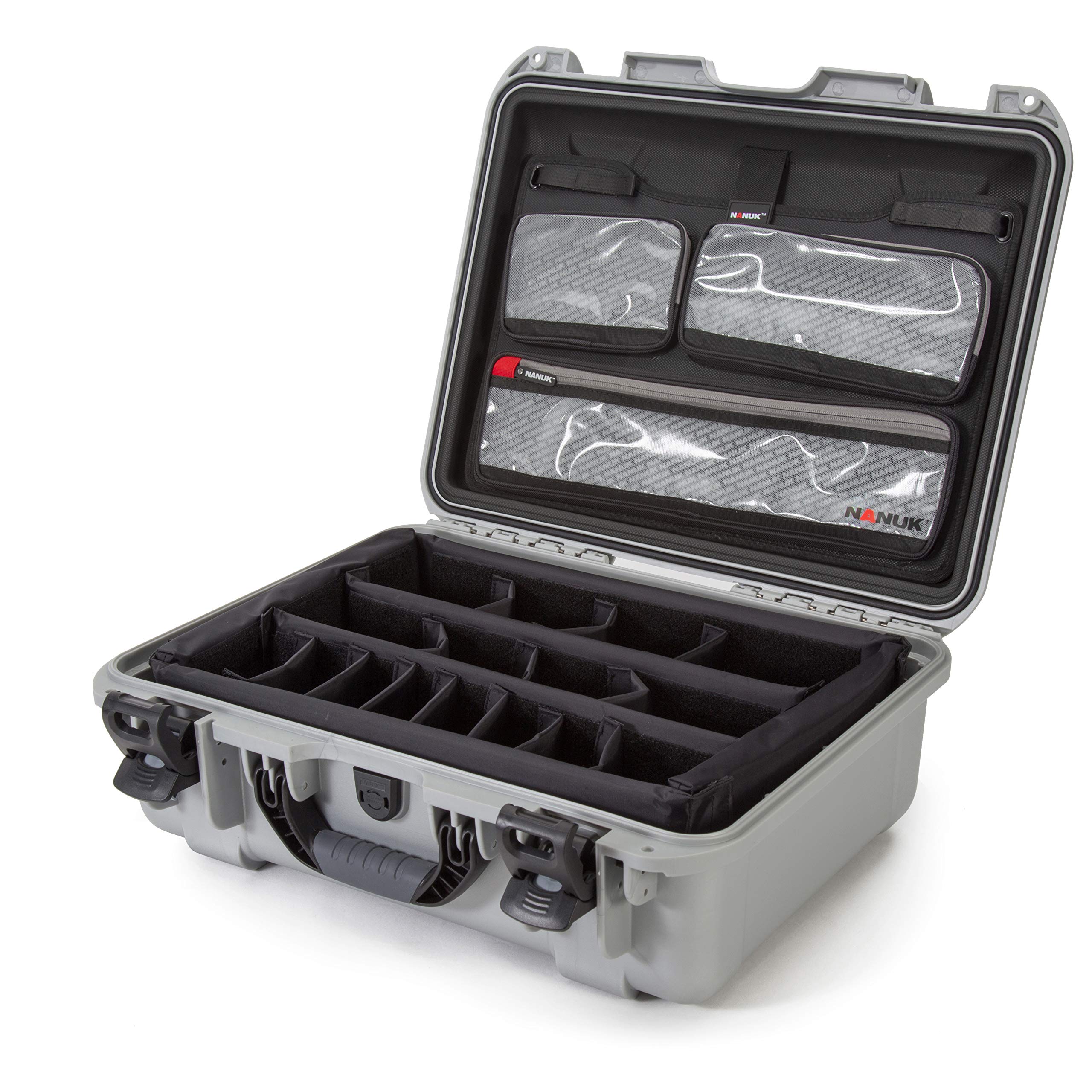 Waterproof Nanuk 930 Hard Case with Lid Organizer and Padded Divider - Silver