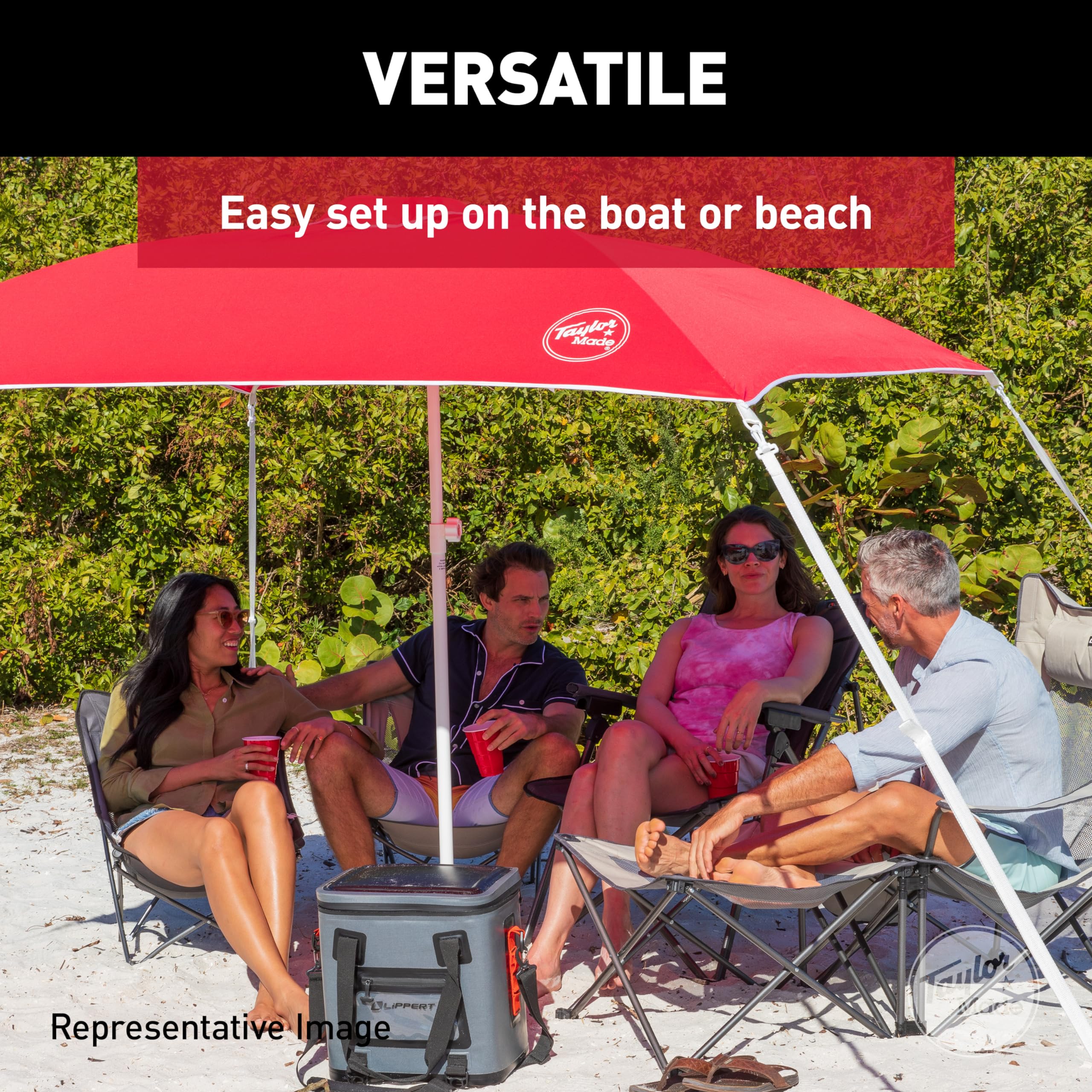 Anchorshade III Boat Shade, Taylor Made, Teal, 6' x 6', Adjustable Aluminum Pole to 8 Feet, UV-Treated Fade-Resistant Nylon, Market-Style Top, Carrying Case, Fits Most Boats and Benches – 22044