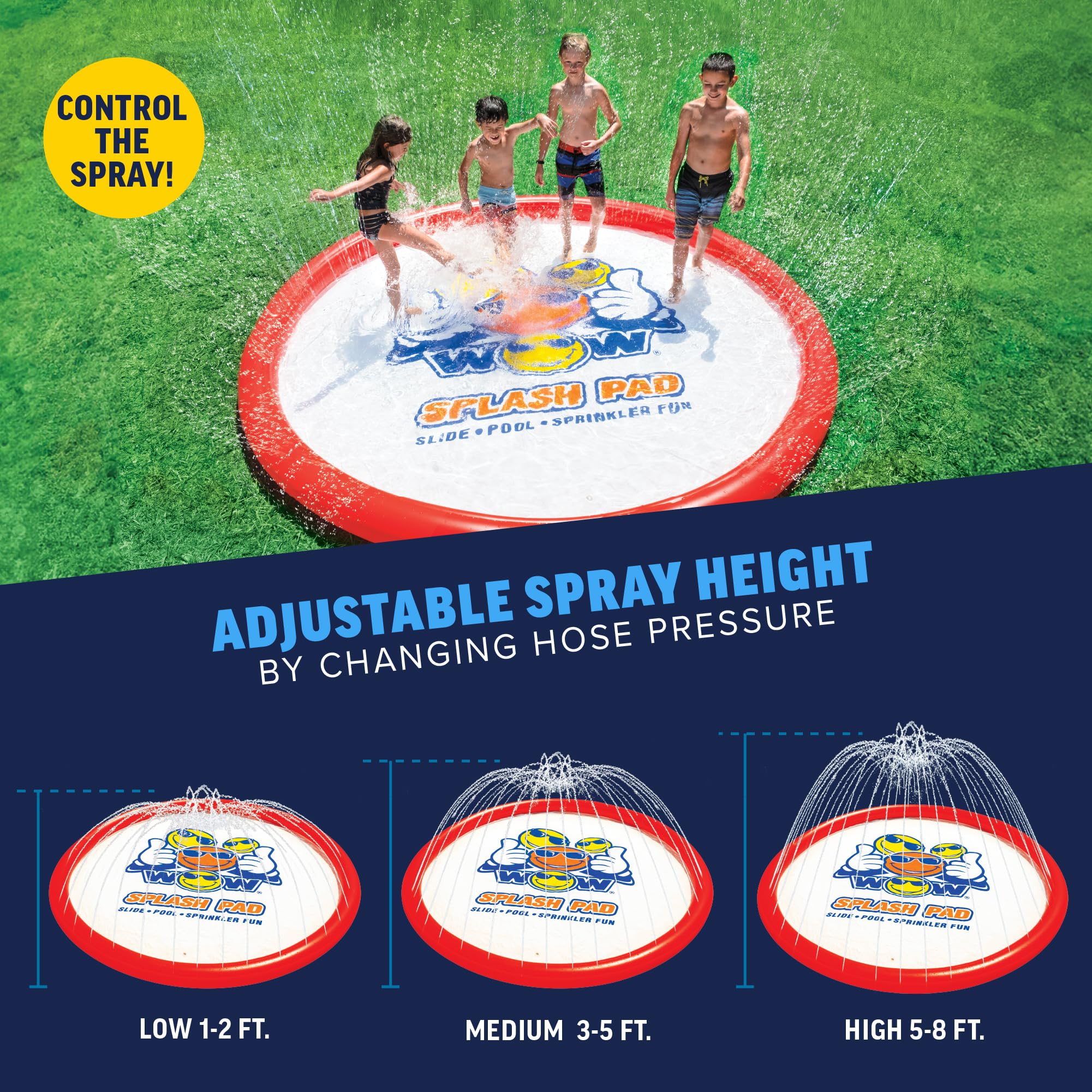 Giant WOW Sports Splash Pad, Durable wading pool with Built in Sprinklers