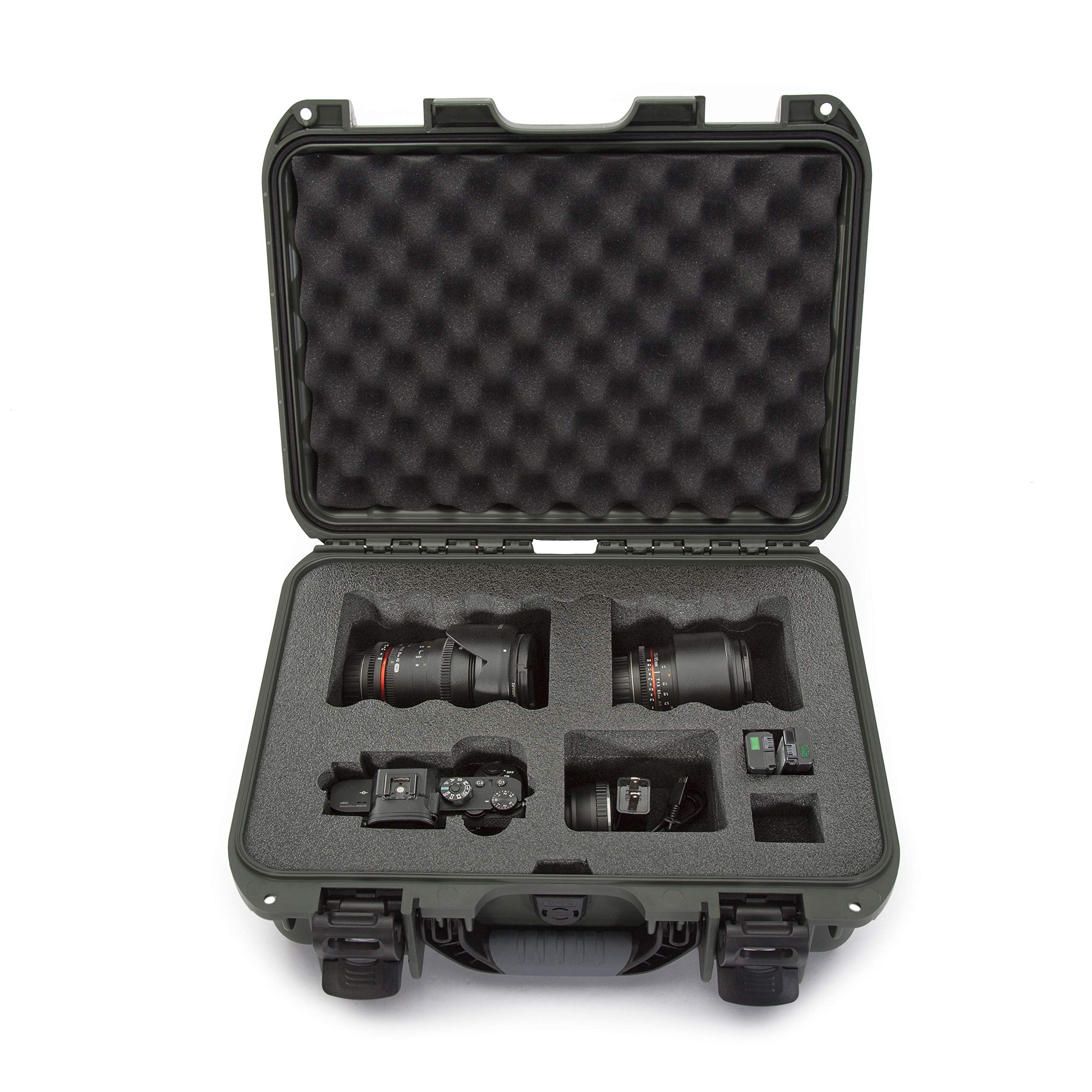 Waterproof Nanuk 920 Hard Case with Custom Foam Insert for Sony A7R Size Camera - Olive