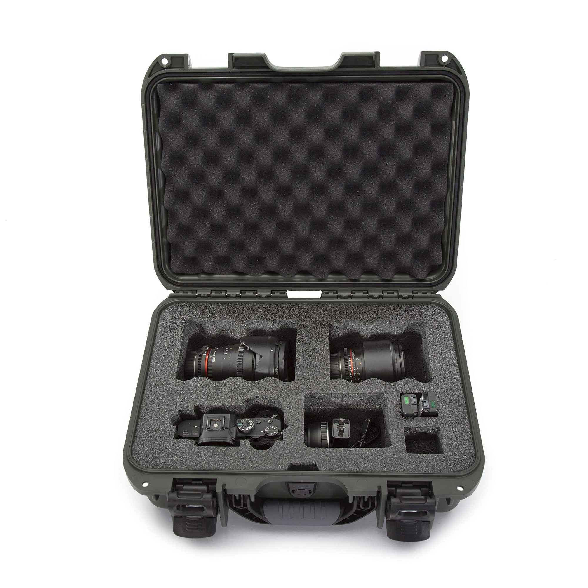Waterproof Nanuk 920 Hard Case with Custom Foam Insert for Sony A7R Size Camera - Olive