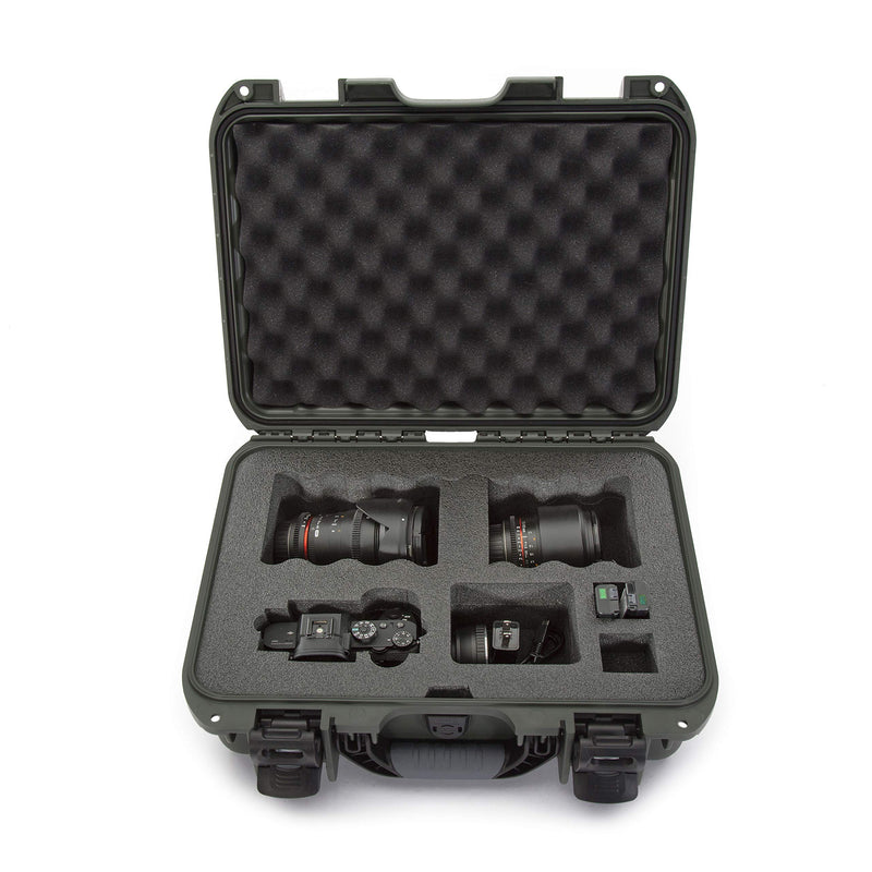 Waterproof Nanuk 920 Hard Case with Custom Foam Insert for Sony A7R Size Camera - Olive