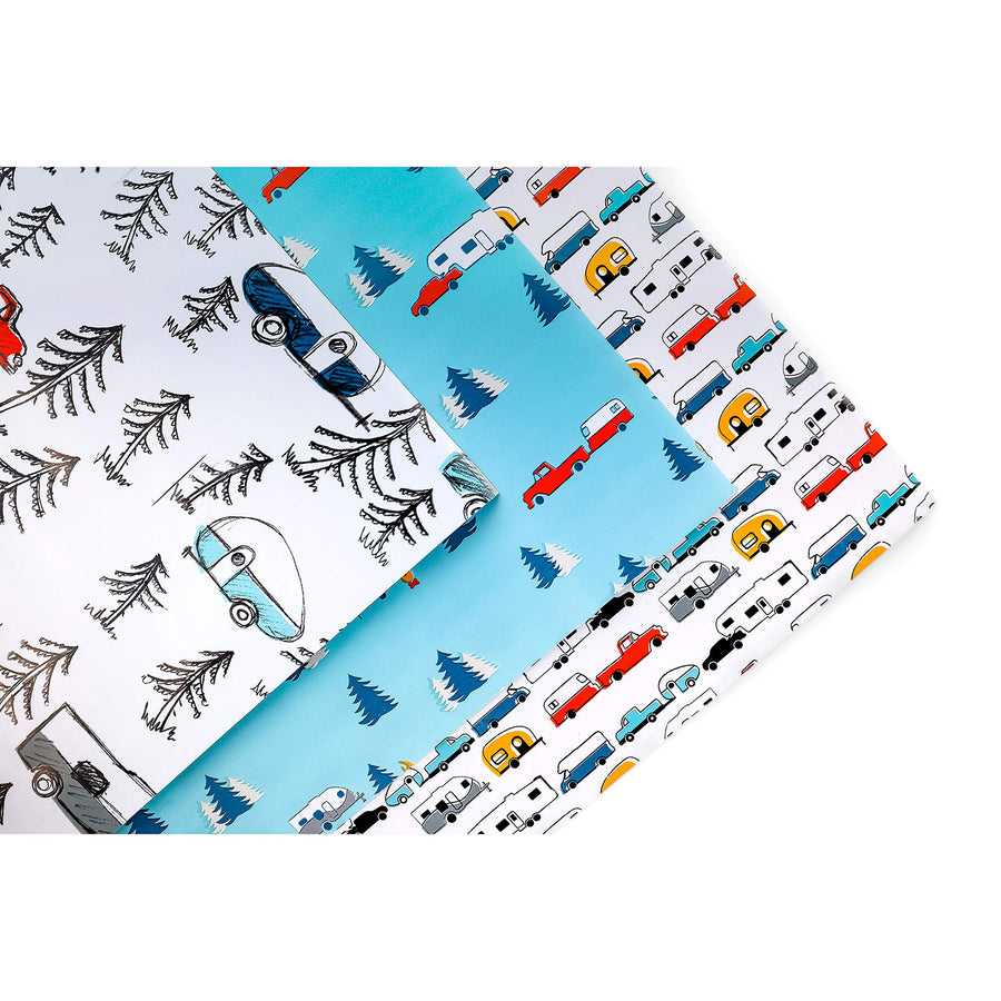 Camco Decorative Gift Wrapping Paper Set Life is Better at The Campsite with 3 Different Designs - Excellent for The Holidays, Birthdays and Other Special Occasions! (53239)