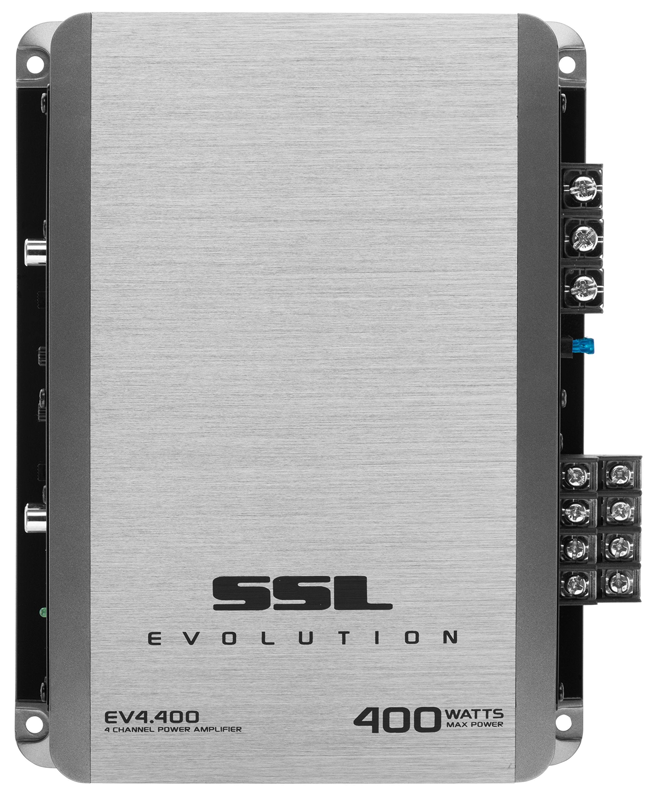 4 Channel Sound Storm Laboratories EV4.400 Car Audio Amplifier - 400 High Output, 2-8 Ohms, High/Low Level Inputs, Hook Up to Subwoofer for Bass