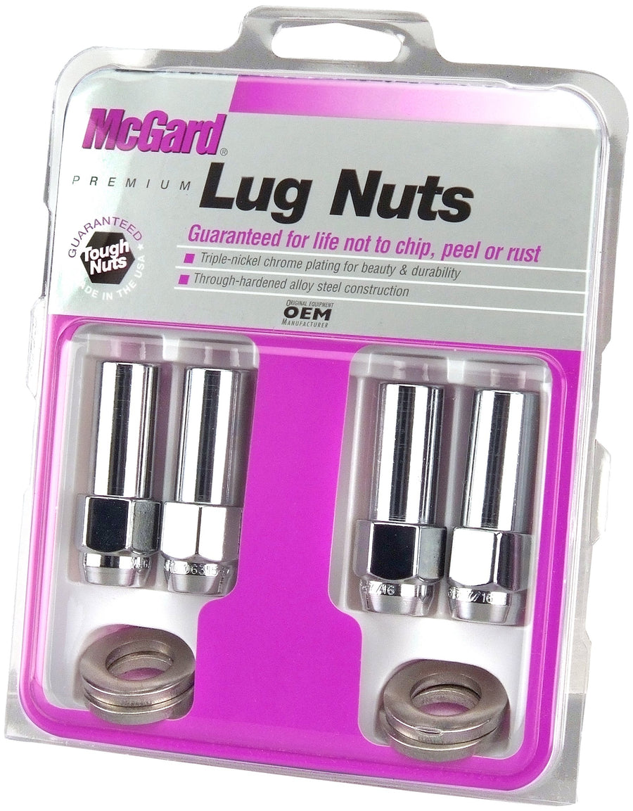 Extra Long McGard 63014 Chrome 1.365" Shank Style Lug Nut Set (1/2 X 20 Thread Size) - Set of 4