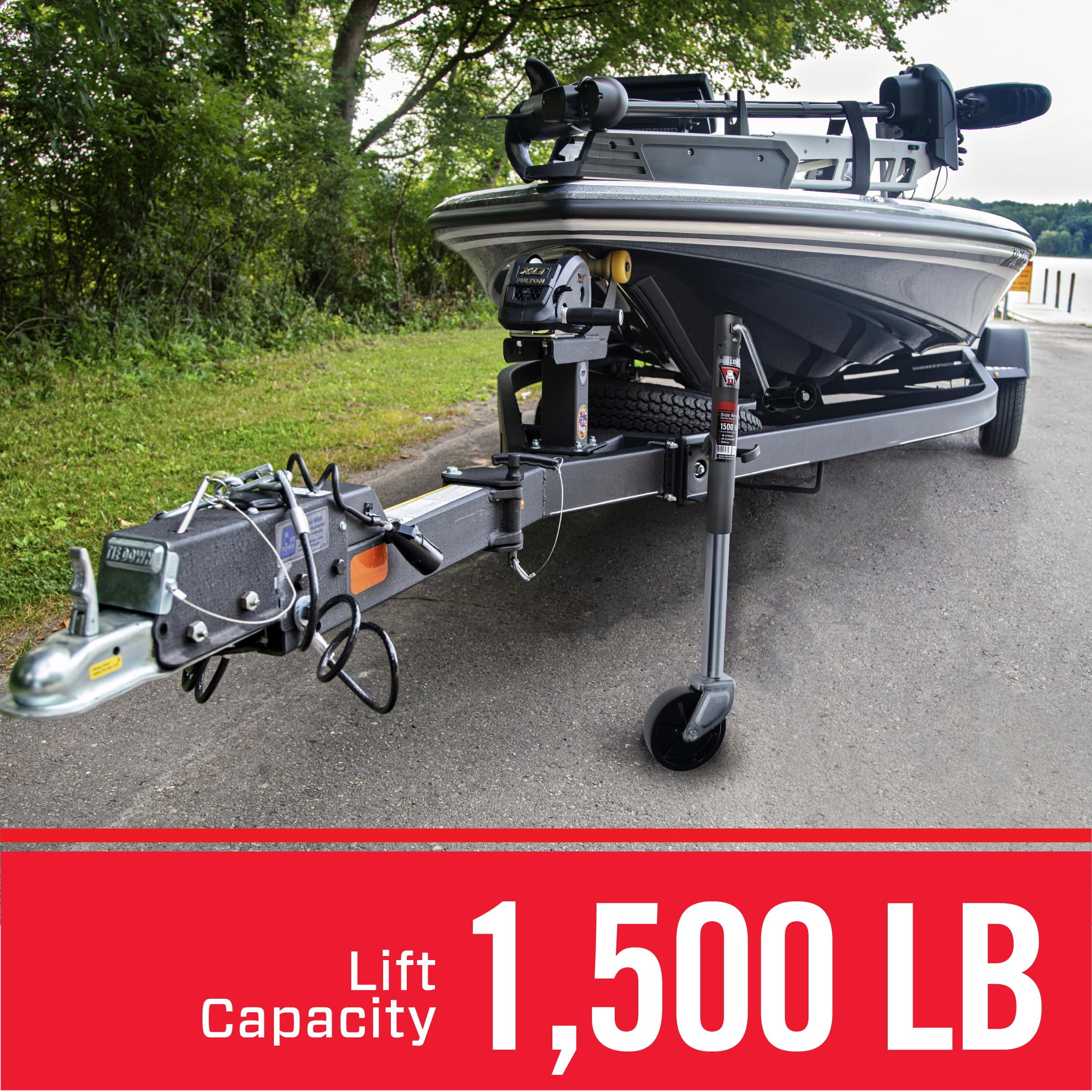 Round Bulldog 151444 Trailer Jack, Side Mount, 1,500 lbs. Lift Capacity, Sidewind, Bolt-On, 10 Inch Travel