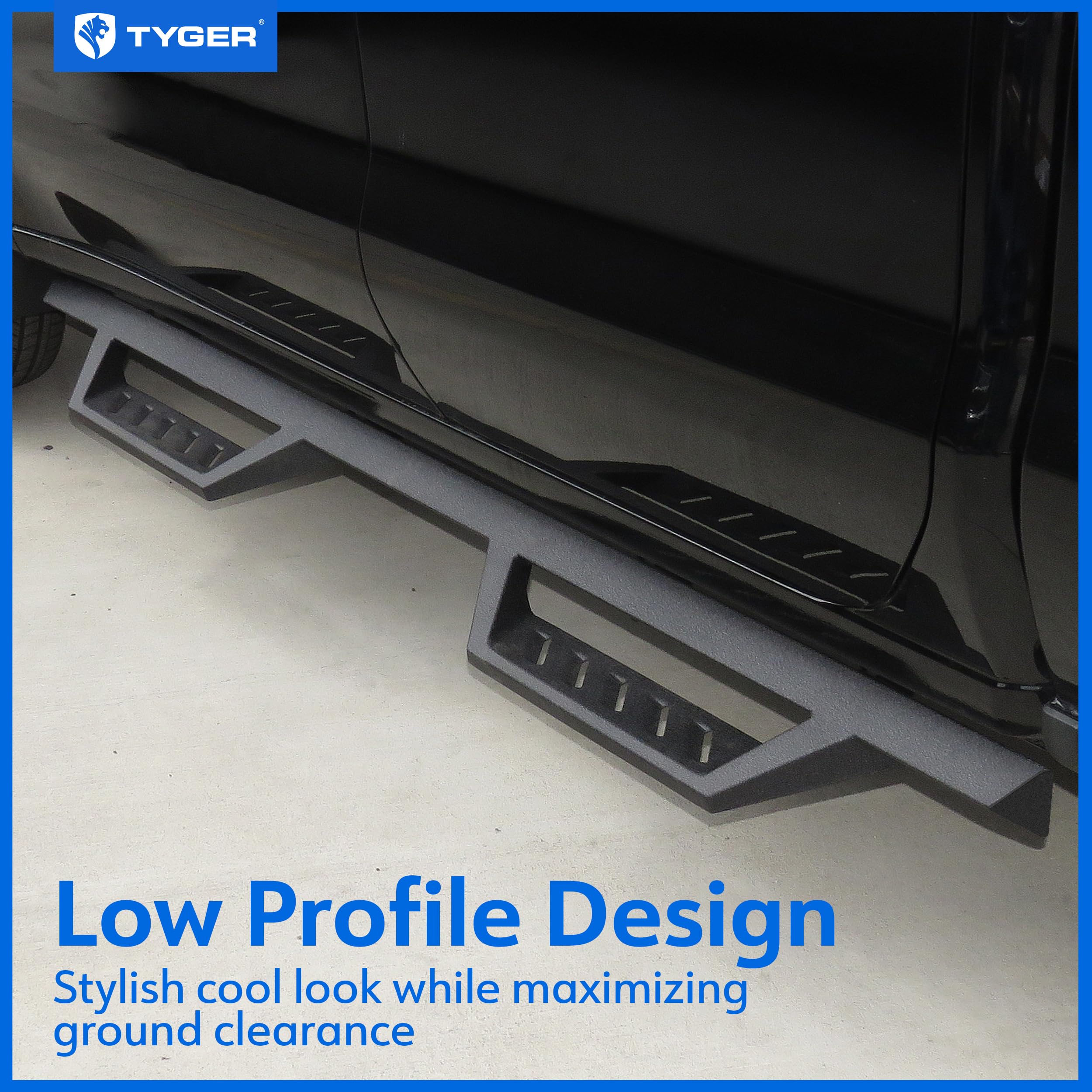 Tyger Auto Running Board LanderX Compatible with 2019-2026 Chevy Silverado GMC Sierra 1500; 2020-2026 2500 3500HD (Not Fit 19 LD) | Double Cab | TG-LX3C82458 | Drop Step Side Step Rail Nerf Bars