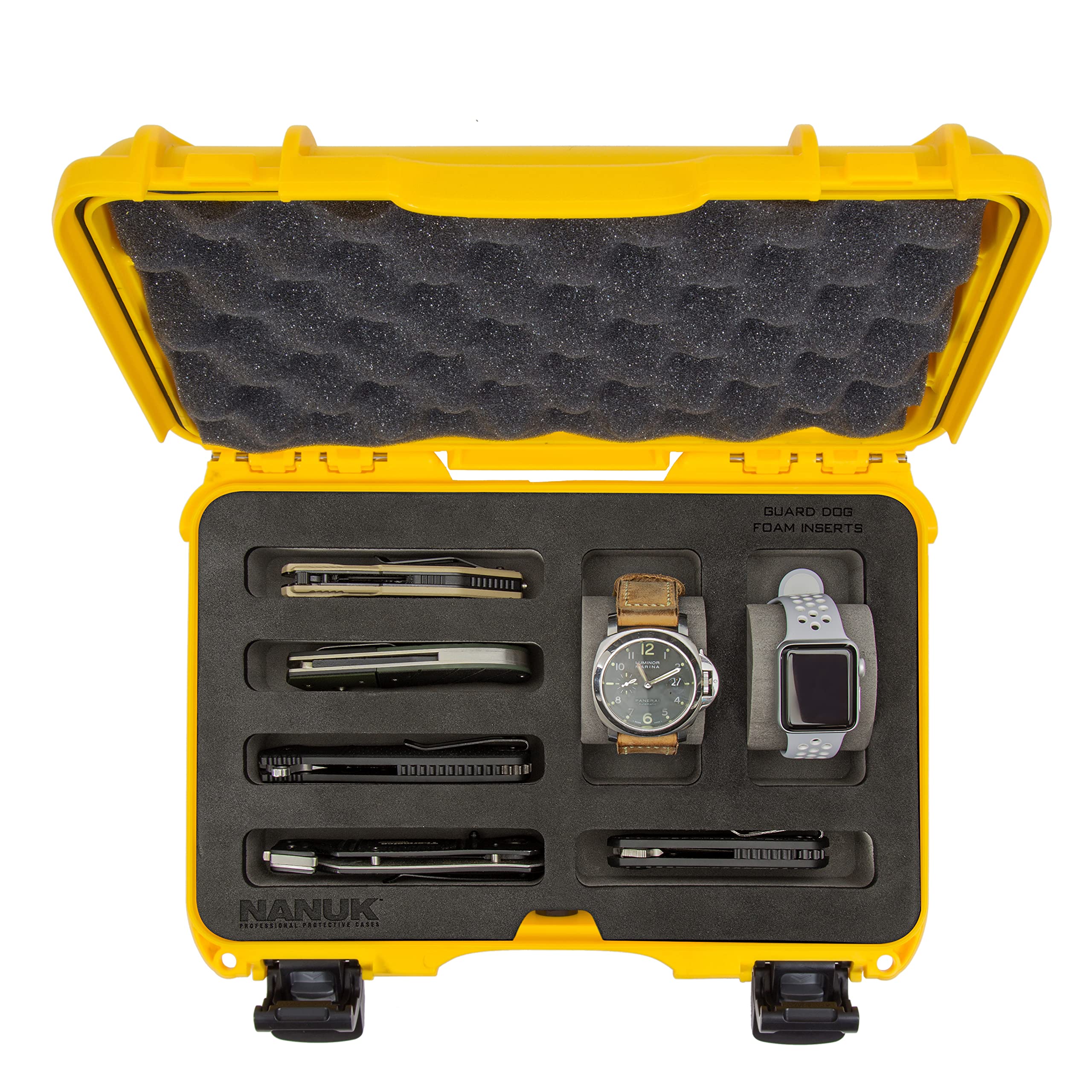Nanuk Cases for 2 Watches and 5 Knives w/foam insert - Yellow 909-2WT5KNI4