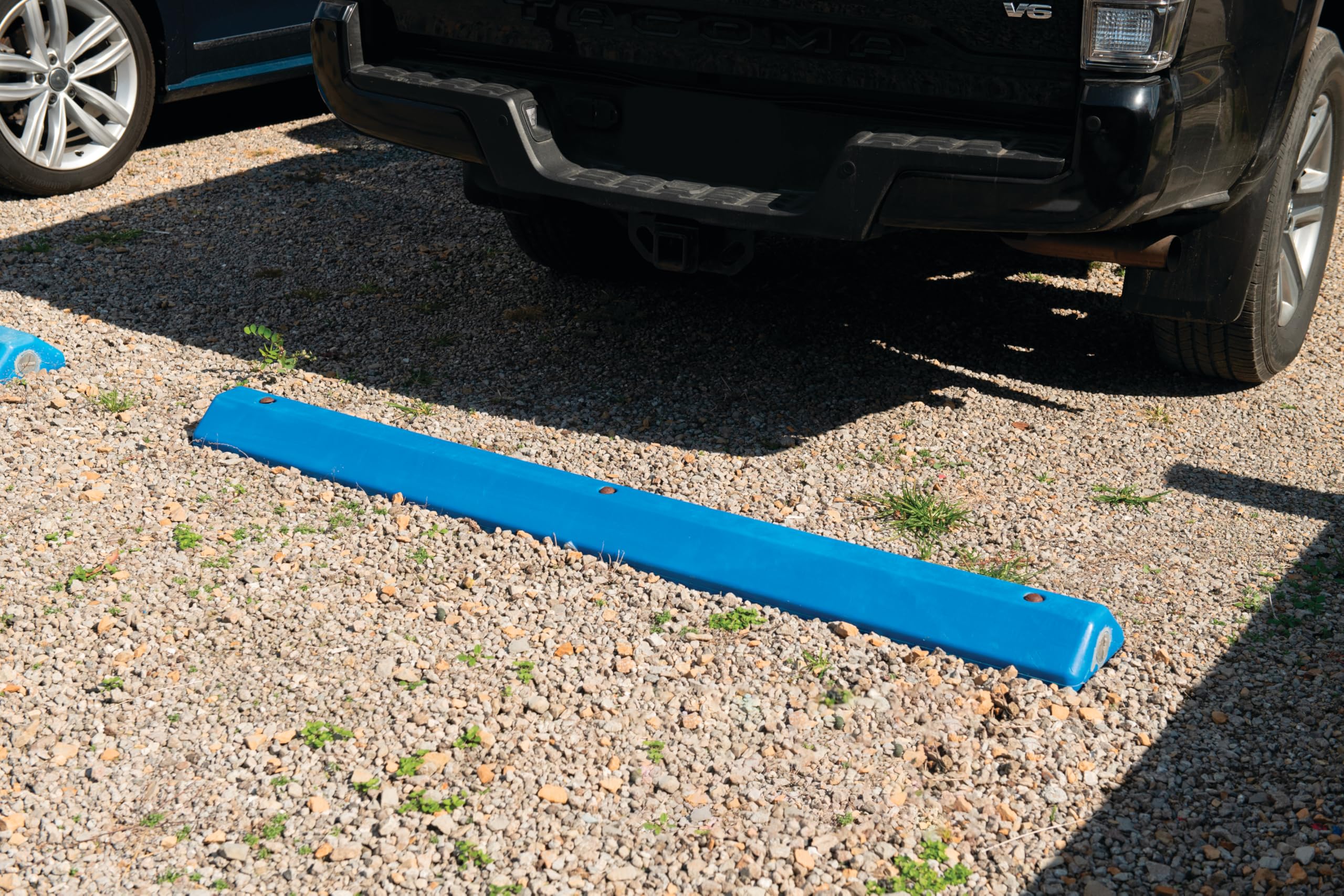 6 Foot Long Eagle High Density Polyethylene Plastic Parking Stop with Anchor Kit, 72" x 8" x 4", Blue, 1790B