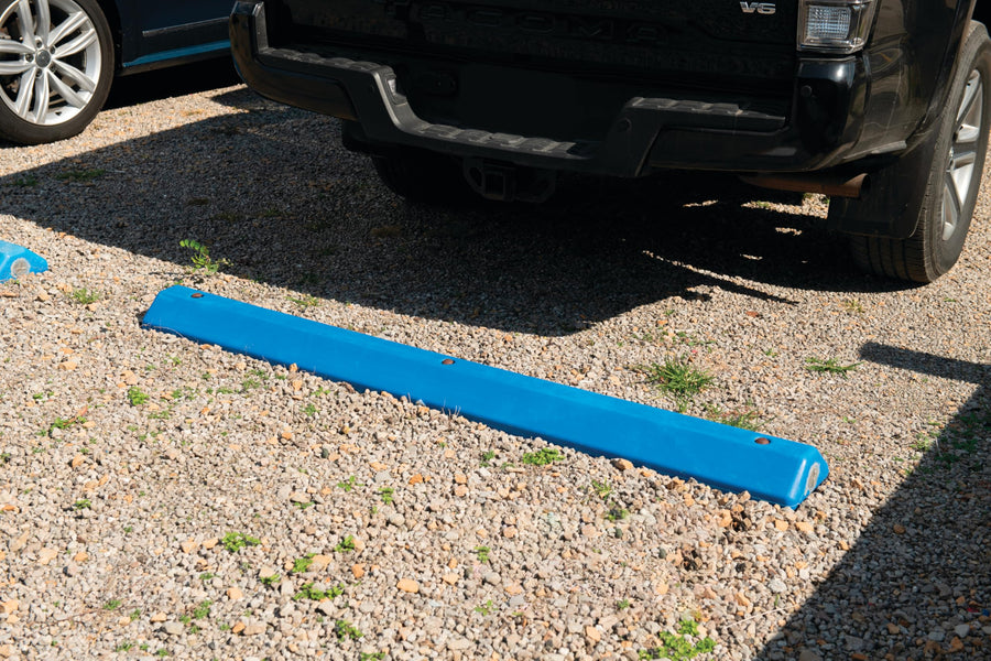 6 Foot Long Eagle High Density Polyethylene Plastic Parking Stop with Anchor Kit, 72" x 8" x 4", Blue, 1790B
