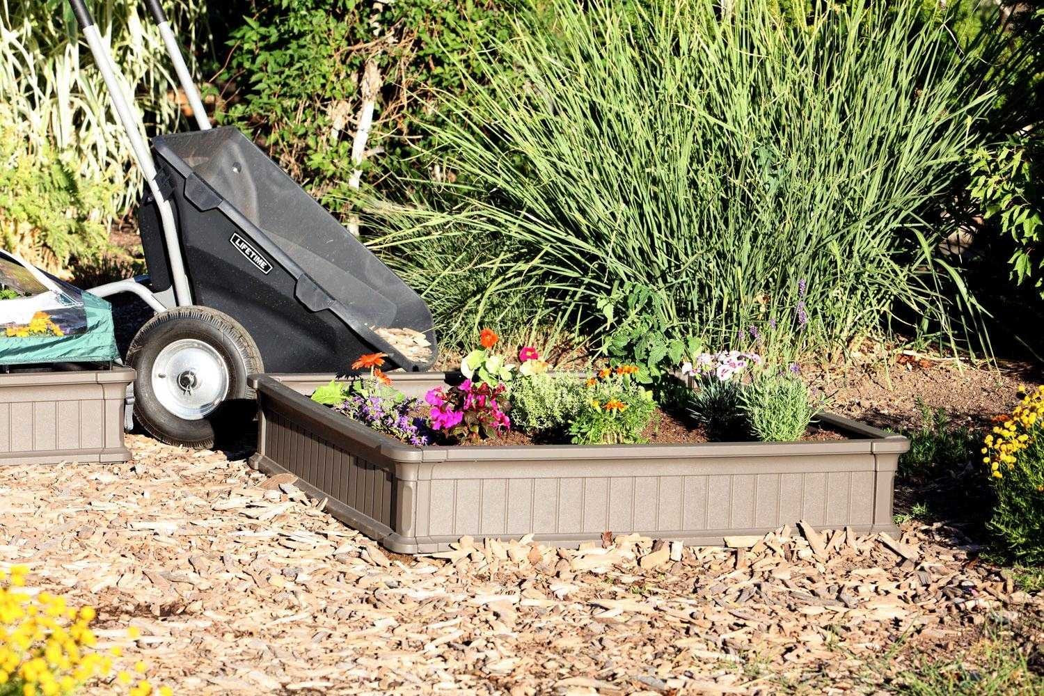 60069 LIFETIME Raised Garden Bed Kit, 4 x 4', Brown