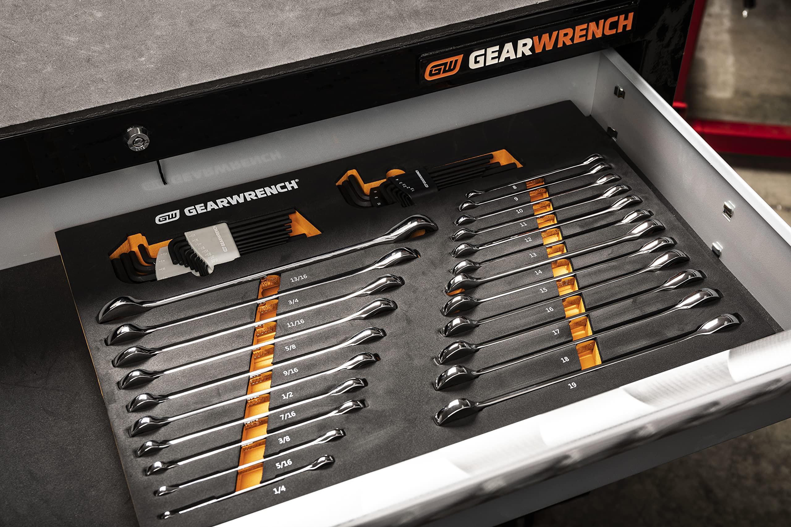 90-Tooth GEARWRENCH 44 Piece SAE/Metric Ratcheting Wrench and Hex Key Set - 86528
