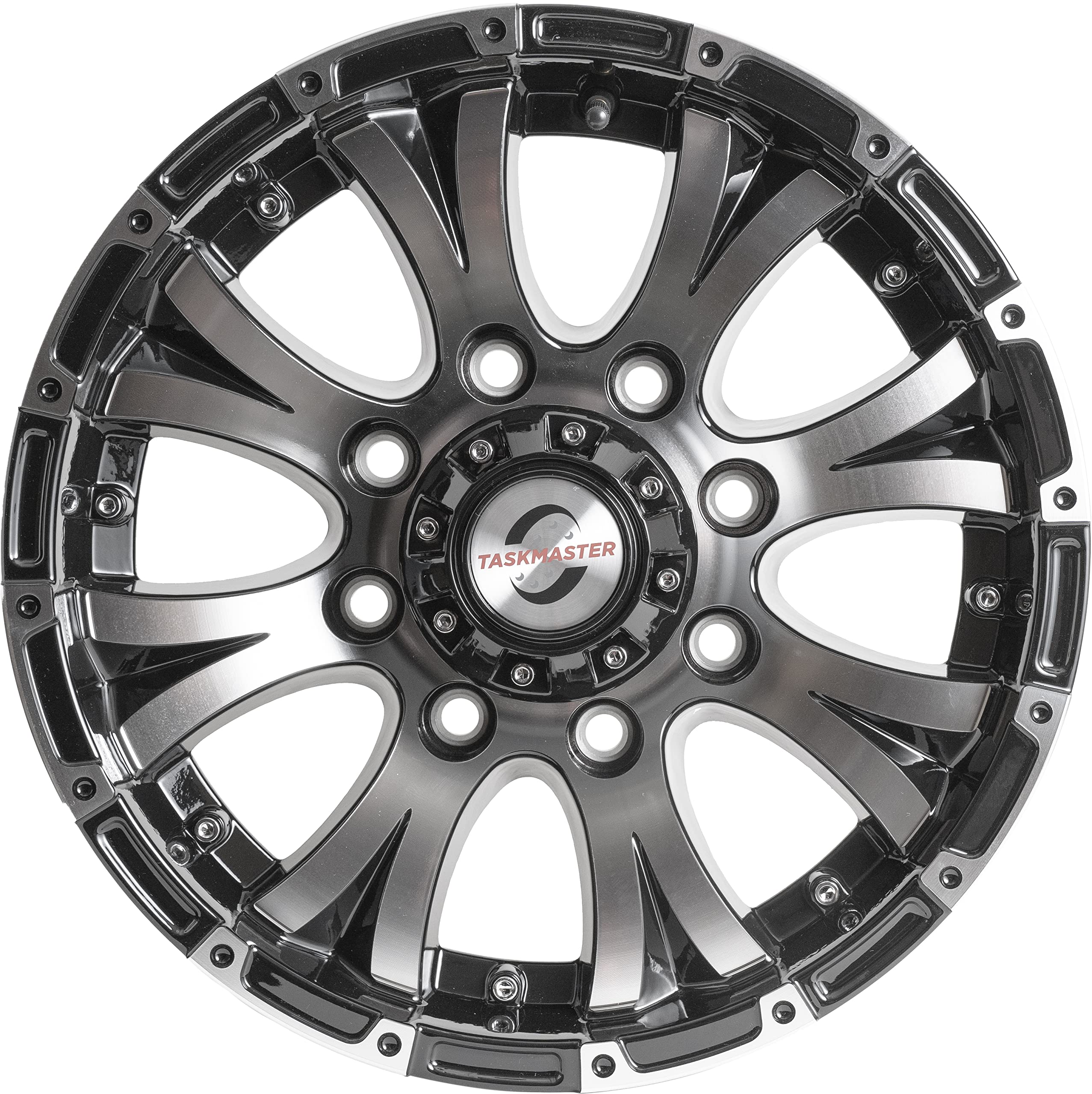 16" x 6" Viking Series 8 On 6.5 Machined Lip and Face Gloss Black Finish Aluminum Wheel with Black Cap Updated sku WA-16060865-BMBB-13736-2