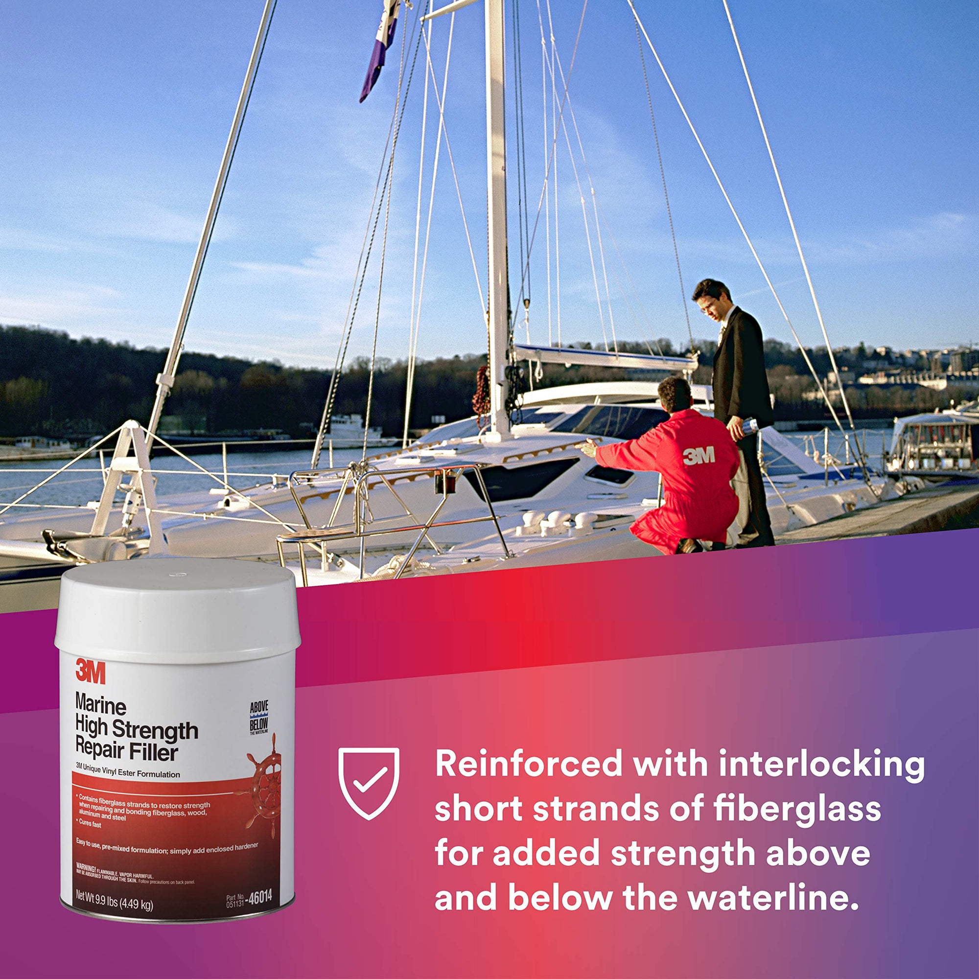 3M High Strength Marine Repair Filler, 46014, 1 gal, White, Gallon