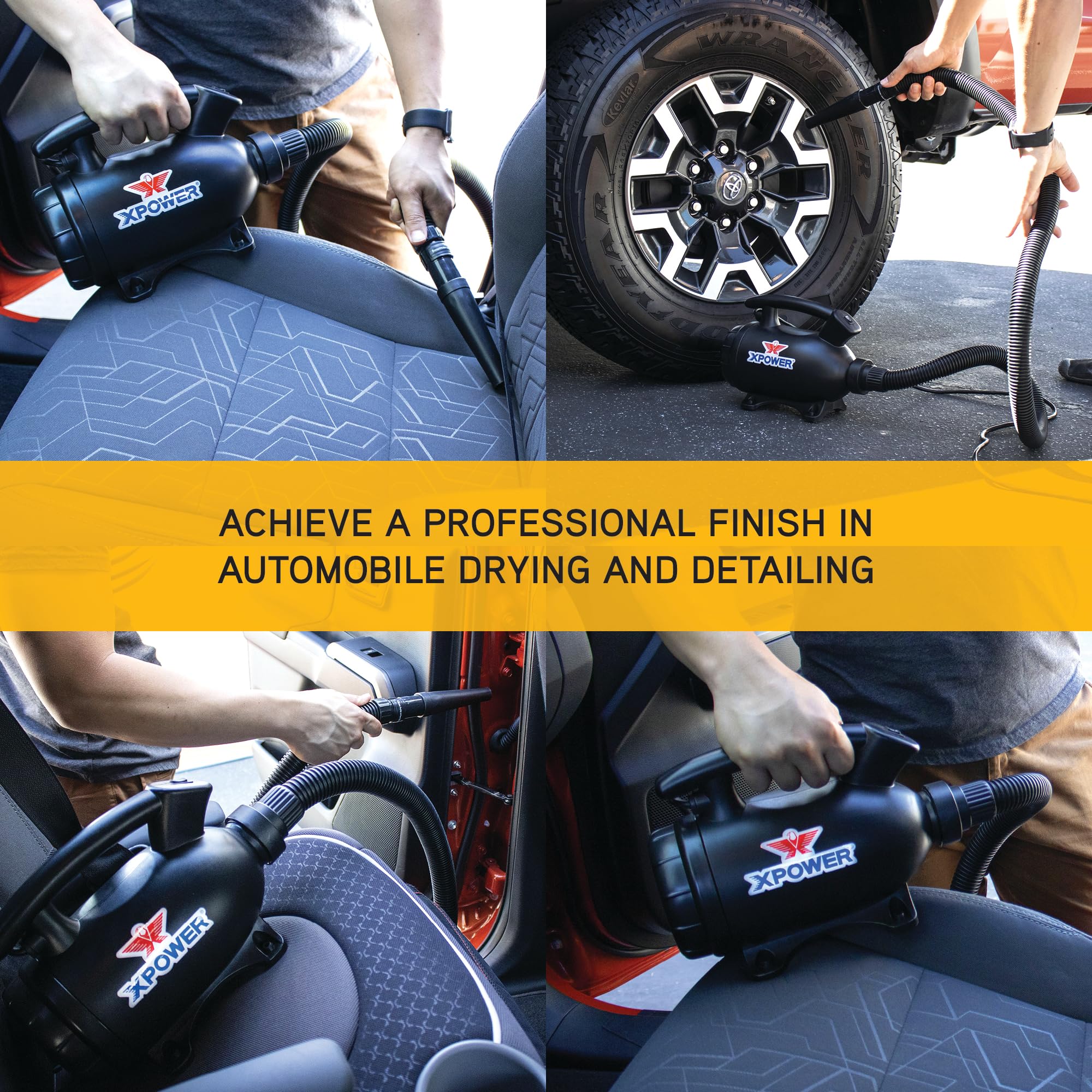 A-5 XPOWER Electric Air Duster for Dusting, Drying, Inflating, Blowing, Vacuuming, Car Detailing, Computer, Leaf Blowing, 100 CFM, 5 Nozzles + 2 Brushes, High Performance Motor, Eco-Friendly