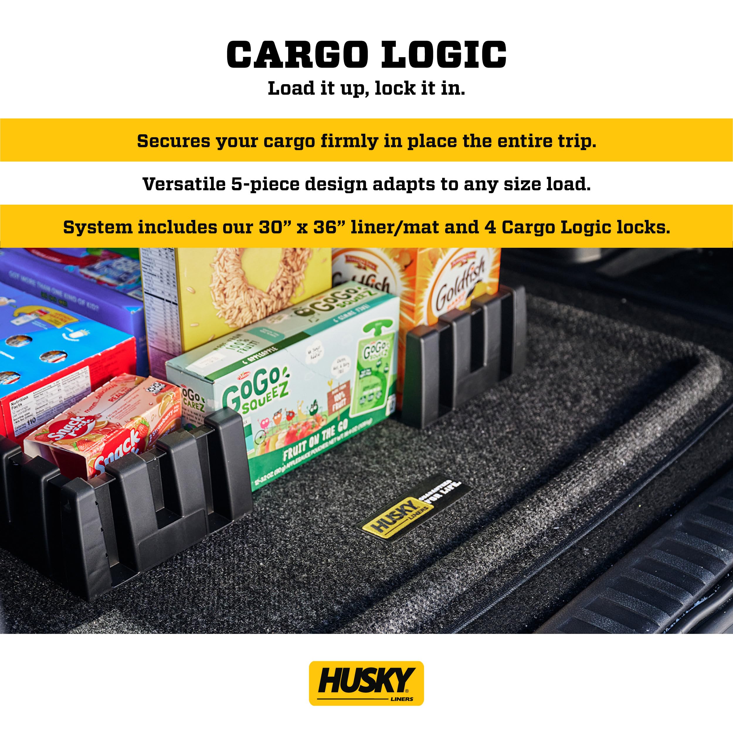 Cargo-Logic/Cargo Organizers | Husky | Universal Fitment | Medium Size, (Includes 30 X 36 Mat and Set of 4 Cargo Logic Loks)