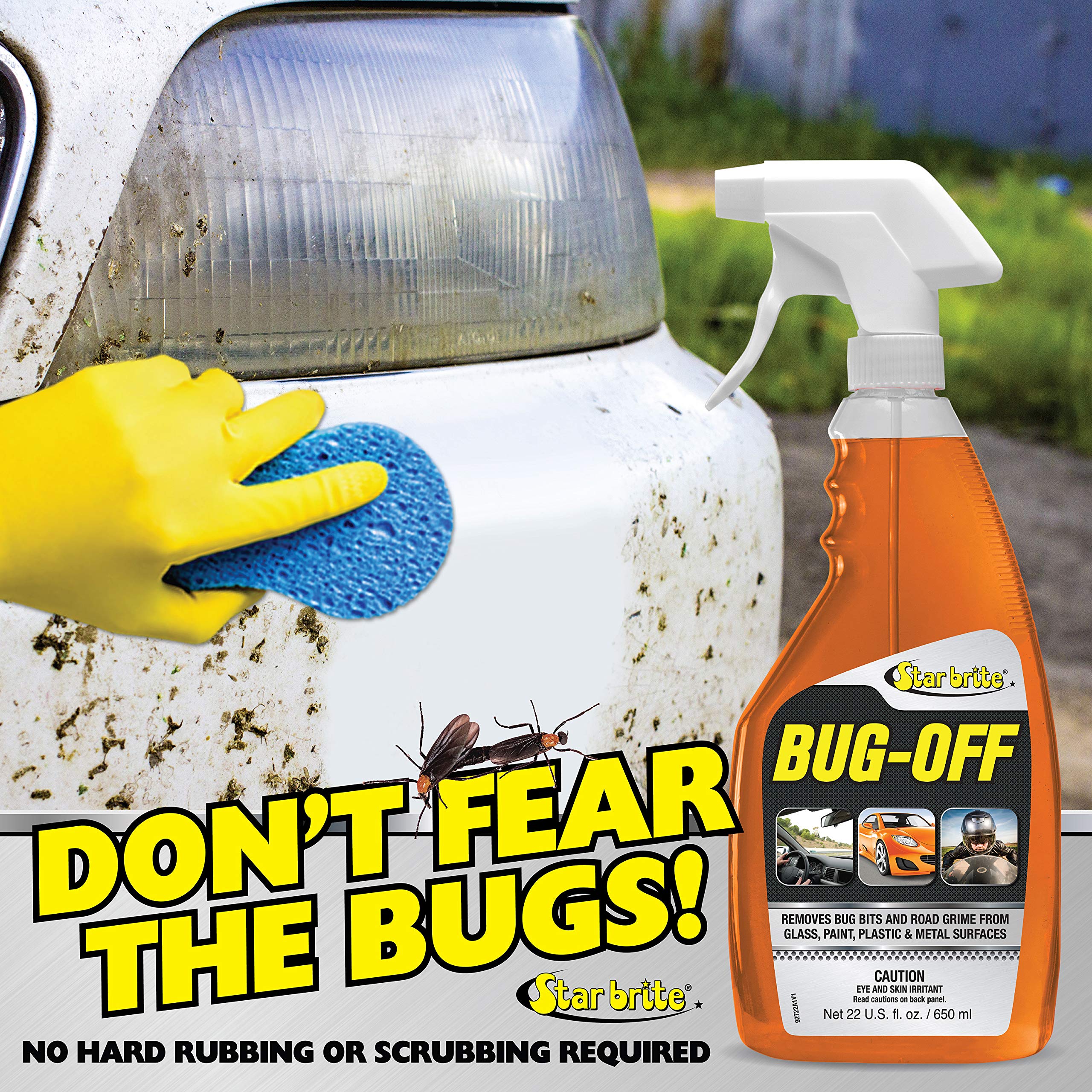 Bug Off STAR BRITE - Premium Automotive Dead Insect Residue Cleaner - Quick & Easy Bug Bit and Tar Remover for Cars - 22 OZ Spray (092722)
