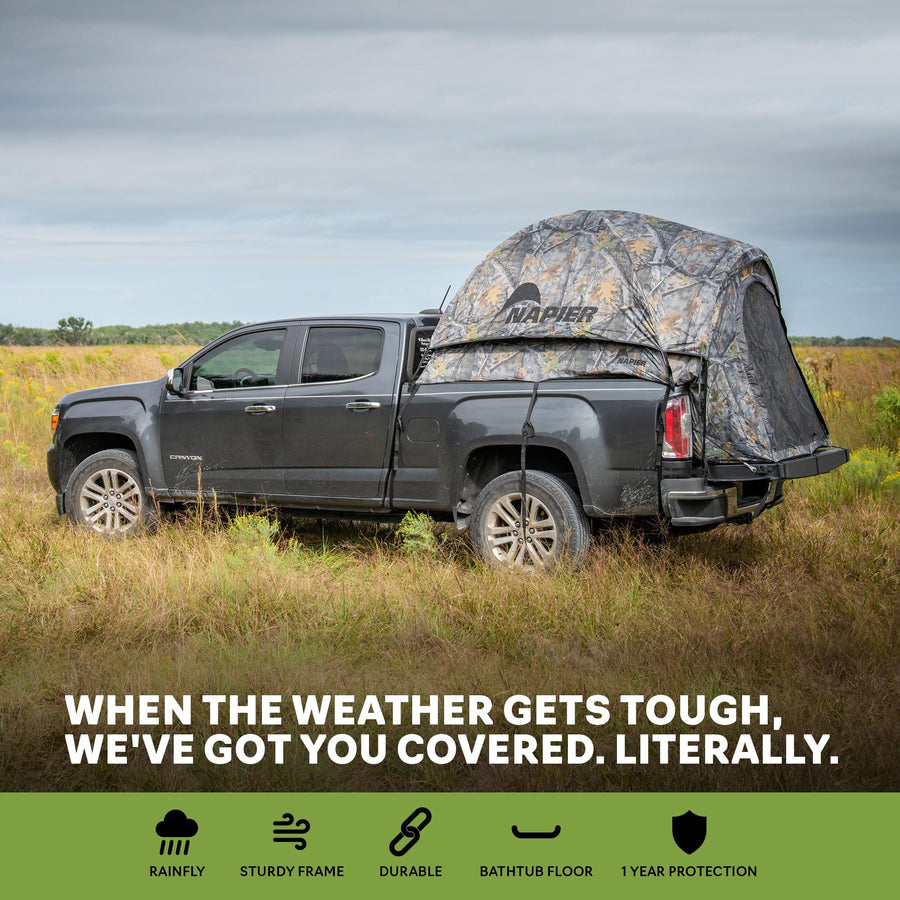 Backroadz Napier Camo Truck Tent | Pickup Truck Bed Camping Tent | Full Rainfly | Sturdy and Spacious 2-Person Tent | Easy 10-Minute Setup | Camouflage
