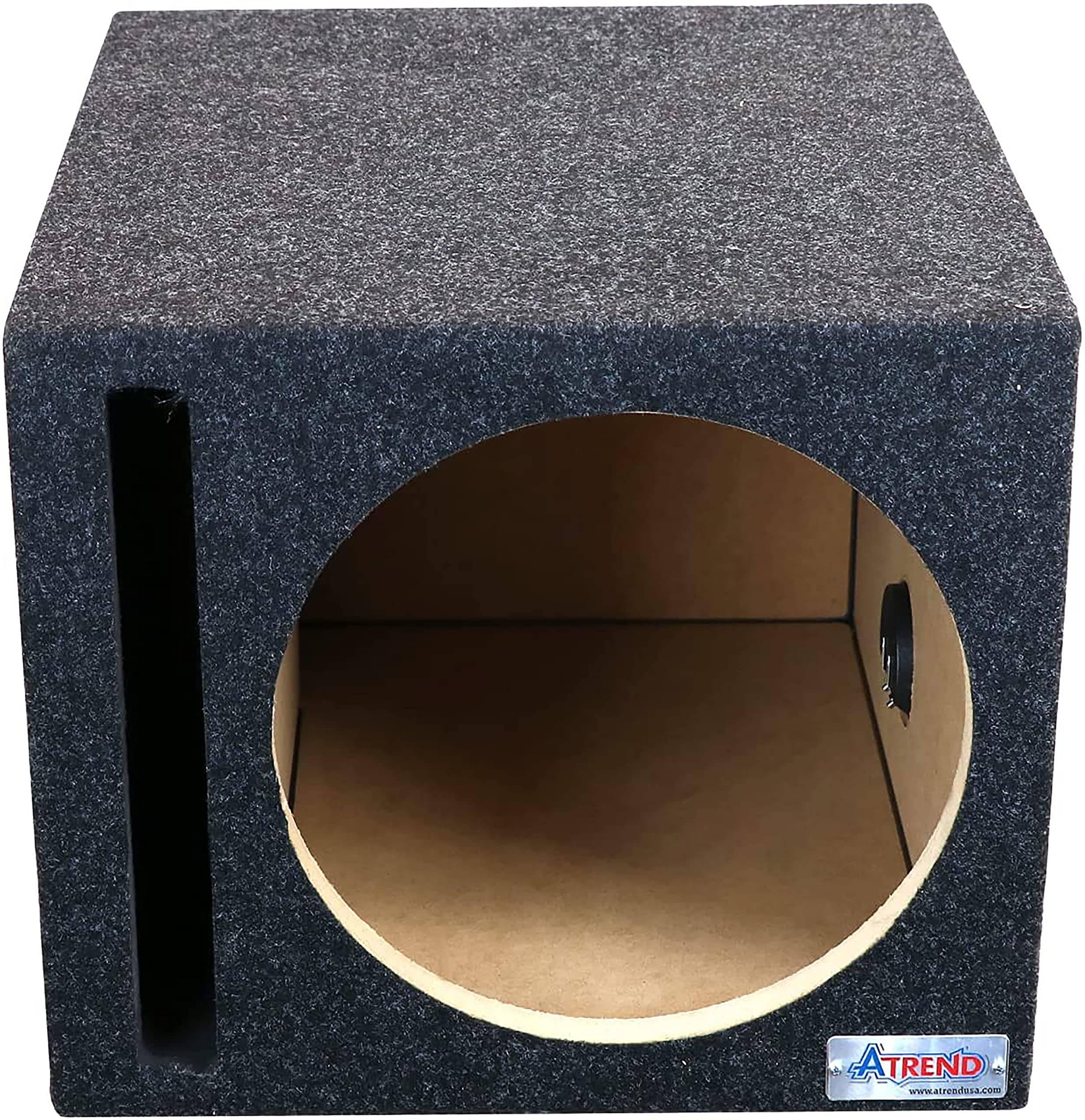 15 Inch Atrend Single Vented Subwoofer Enclosure - Nickel Finish Terminals