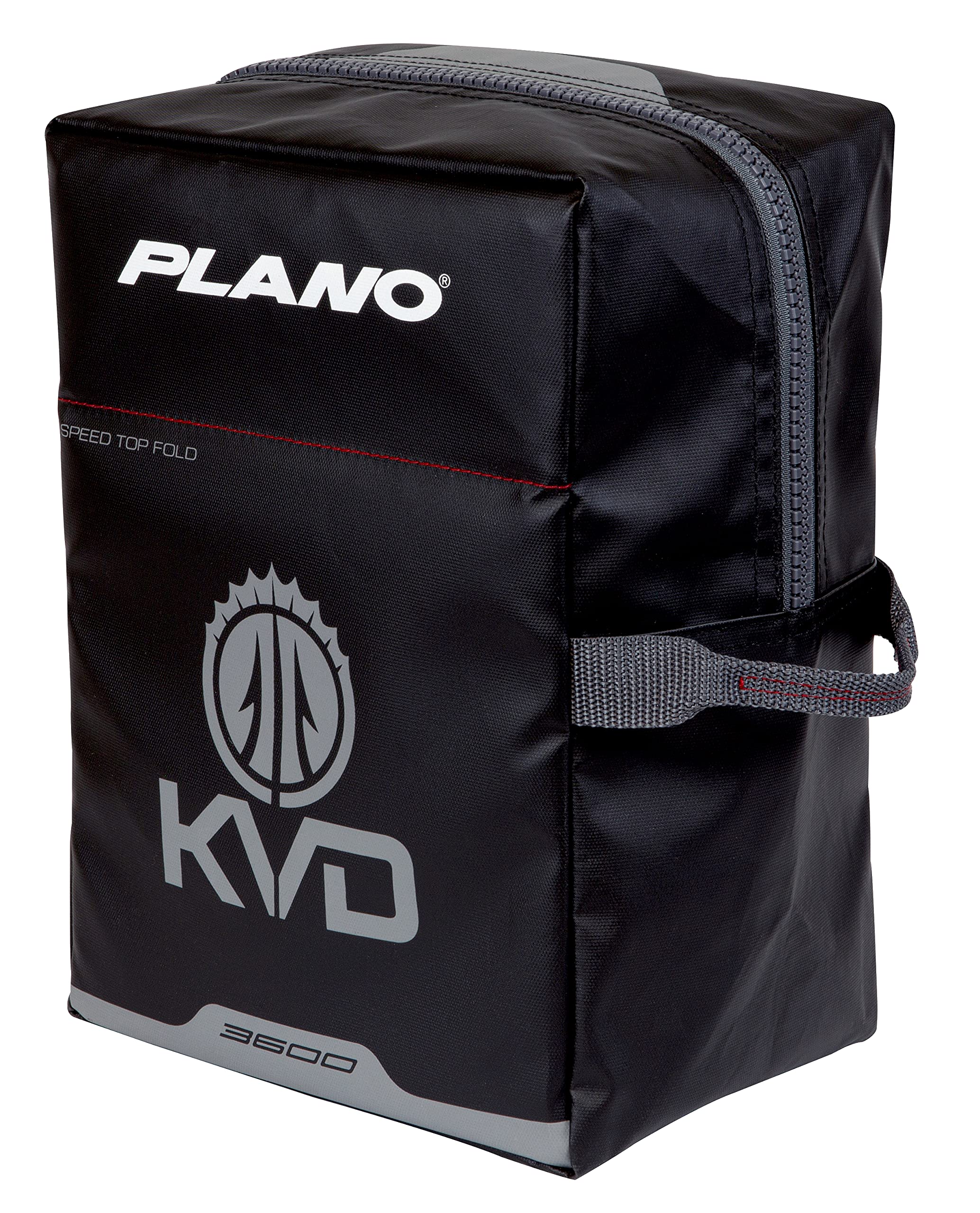 Plano Speedbag KVD Wormfile Signature Series 3600, Black TPE Coated Fabric with Red Interior and Accents, Premium Soft Fishing Bag, Tackle Storage for Baits & Lures