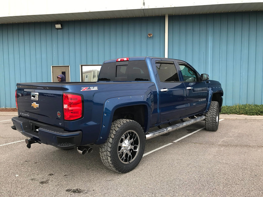 Fender Flares Black Horse Riveted Style Compatible with 2014-2018 Chevrolet Silverado 1500-FF-CHSIL-SM-PKT
