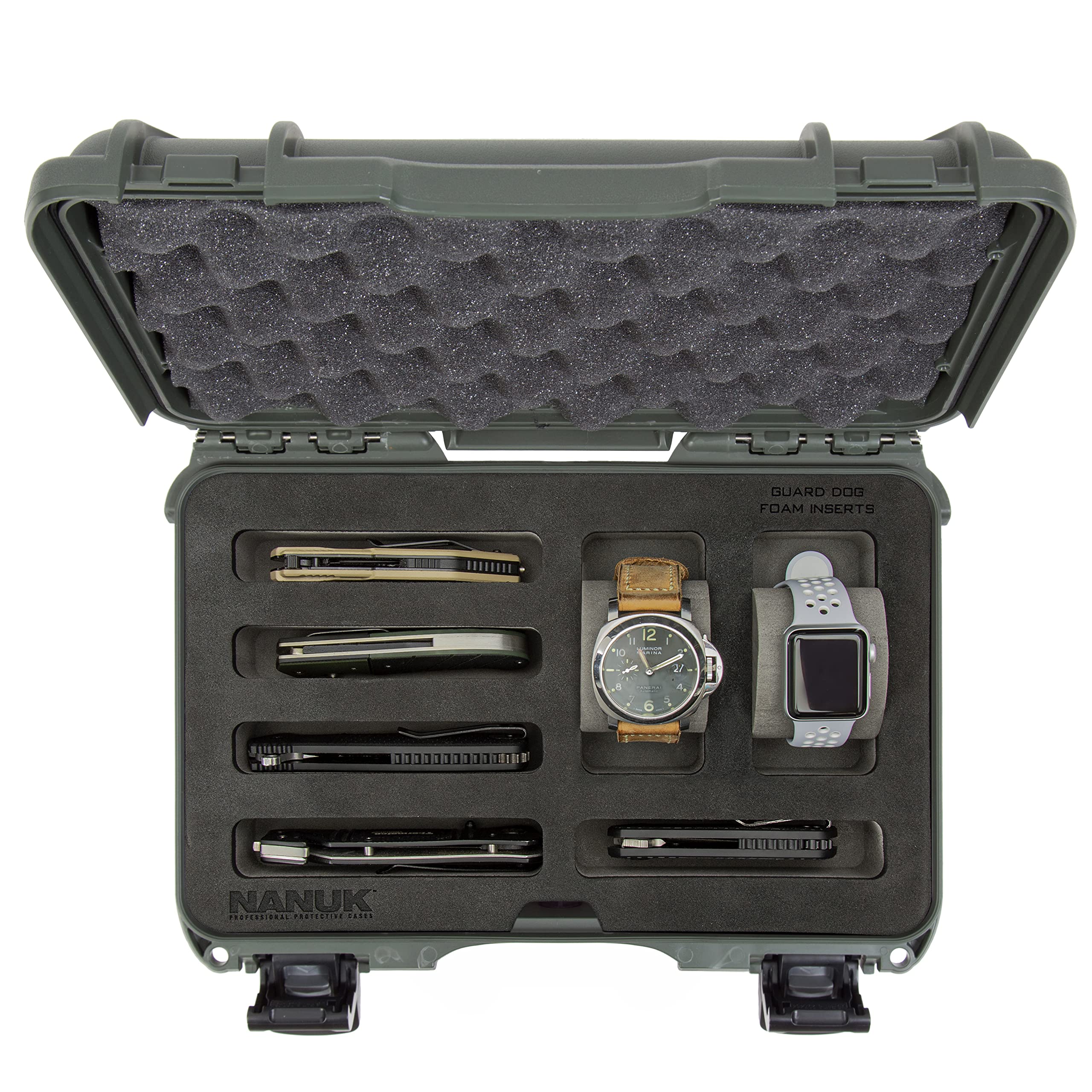 Cases Nanuk w/foam insert for 2 Watches and 5 Knives - Olive 909-2WT5KNI6