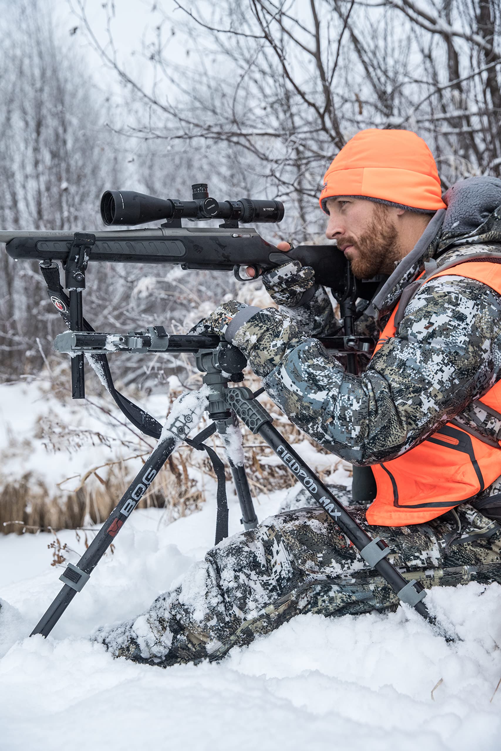 FieldPod Max BOG Hunting Rest with Maximum Shooting Stability, Bubble Level, Tension Knobs, Non-Marring Hands-Free Gun Rest, Adjustable Legs, and Screw Out Spikes for Hunting, Shooting, and Outdoors