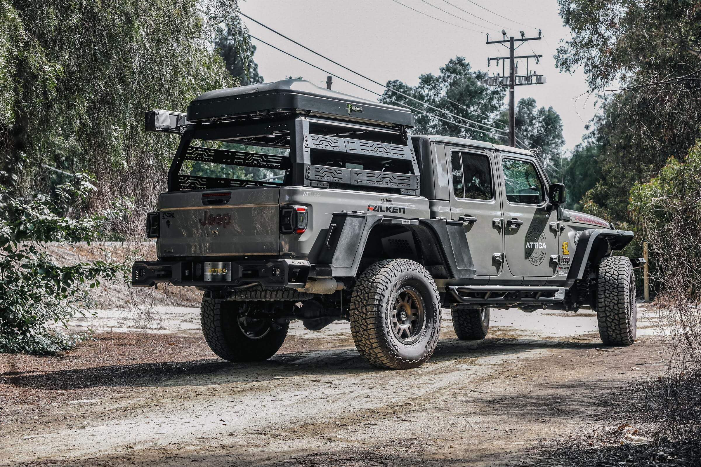 Attica4x4 Cobra Tek Frontier Series Bed Rack | Compatible with Jeep Gladiator (2019-2023) | Rugged Overland Design with Easy Cargo Management | Textured Black Powder Coat.