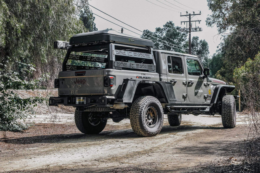 Attica4x4 Cobra Tek Frontier Series Bed Rack | Compatible with Jeep Gladiator (2019-2023) | Rugged Overland Design with Easy Cargo Management | Textured Black Powder Coat.