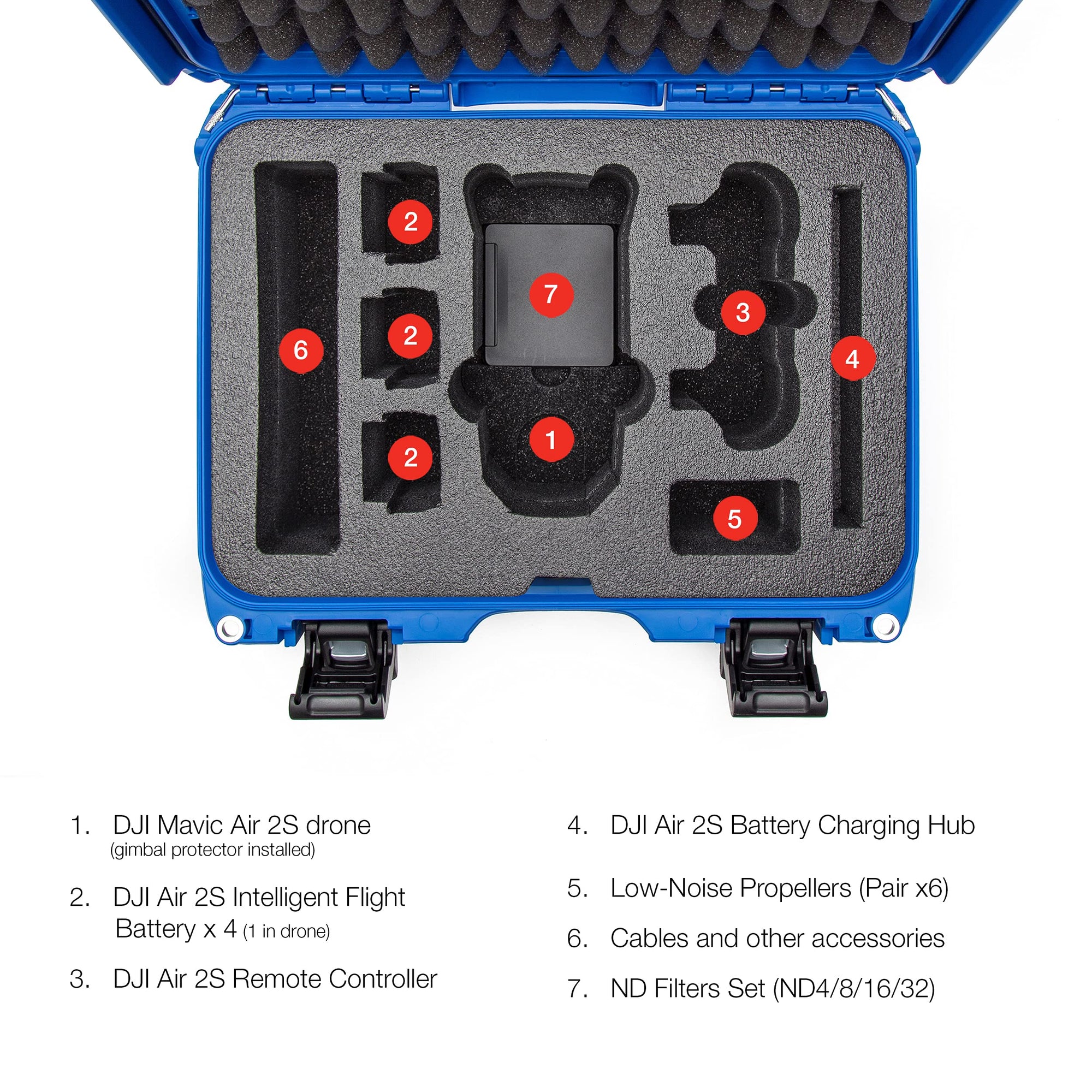 Waterproof Nanuk 915 Hard Case with Foam Insert for DJI Air 2S Fly More Combo - Blue (915-MAVIA2S8)