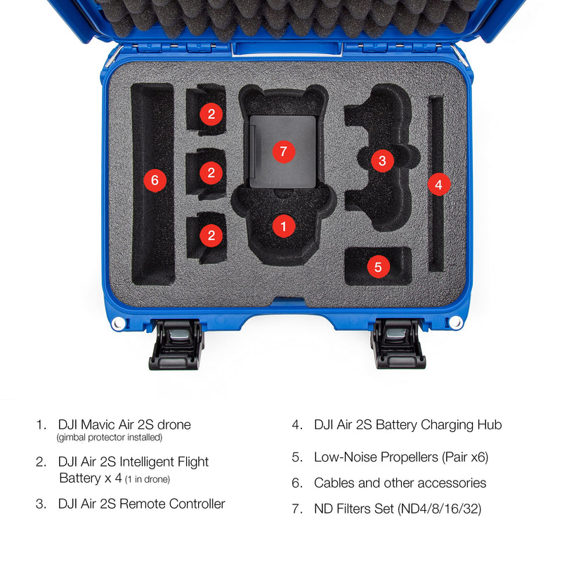 Waterproof Nanuk 915 Hard Case with Foam Insert for DJI Air 2S Fly More Combo - Blue (915-MAVIA2S8)