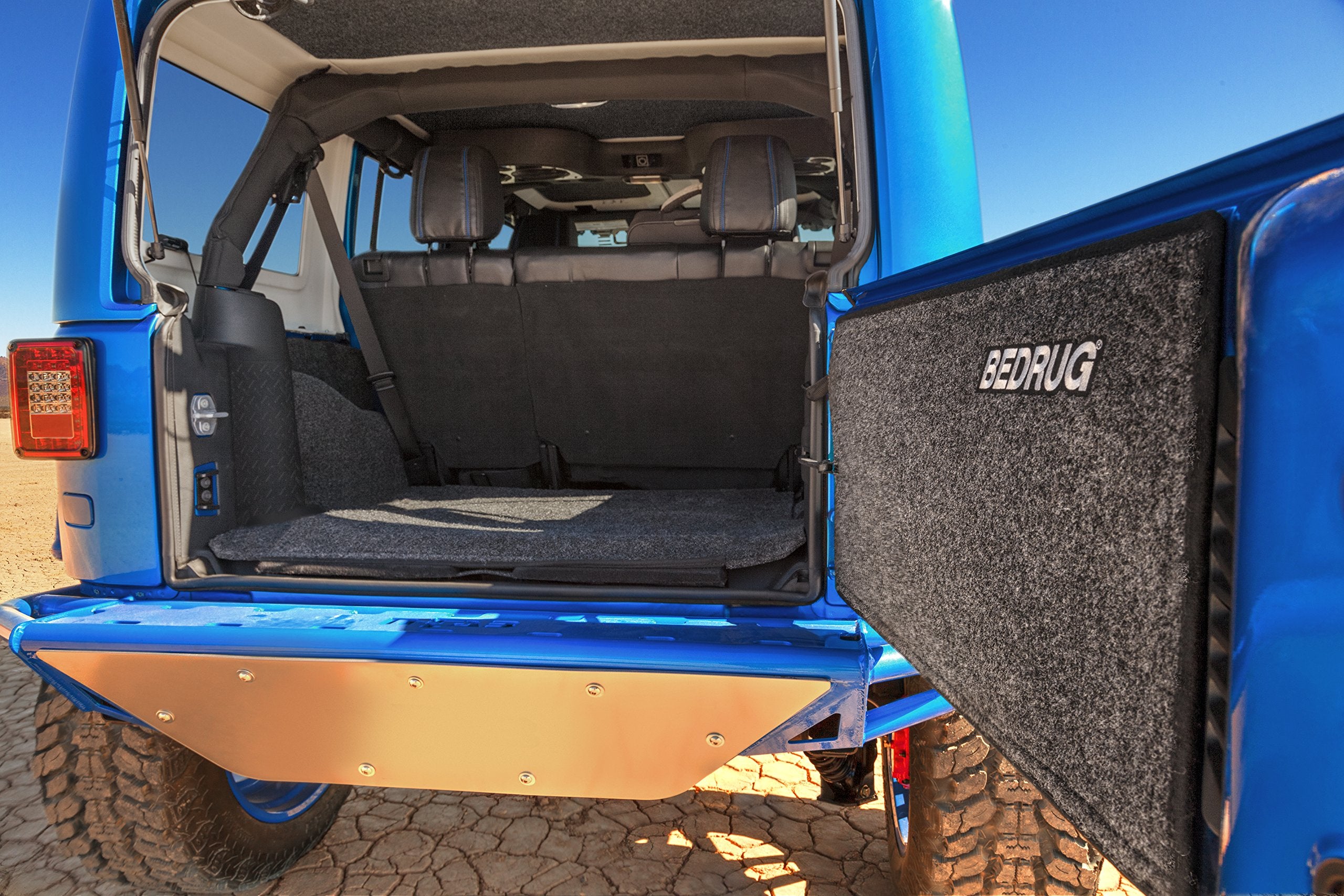 Jeep Cargo Kit - Bedrug | 2007 - 2010 Jeep Wrangler JK UNLTD 4 Door, Cargo Liner w/ Tailgate & Tub Liner | Grey - 5 pc. | BRJK07R4
